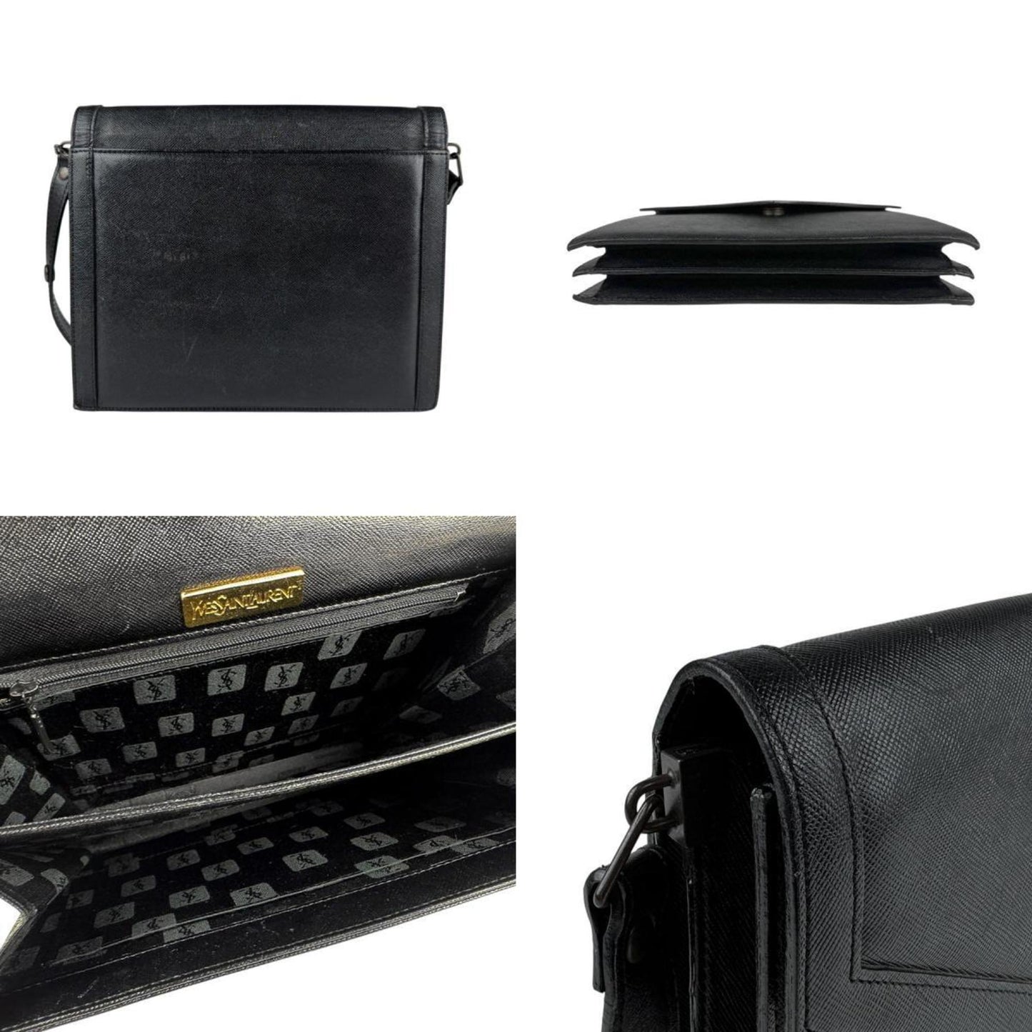 Yves Saint Laurent Shoulder Bag Leather Black