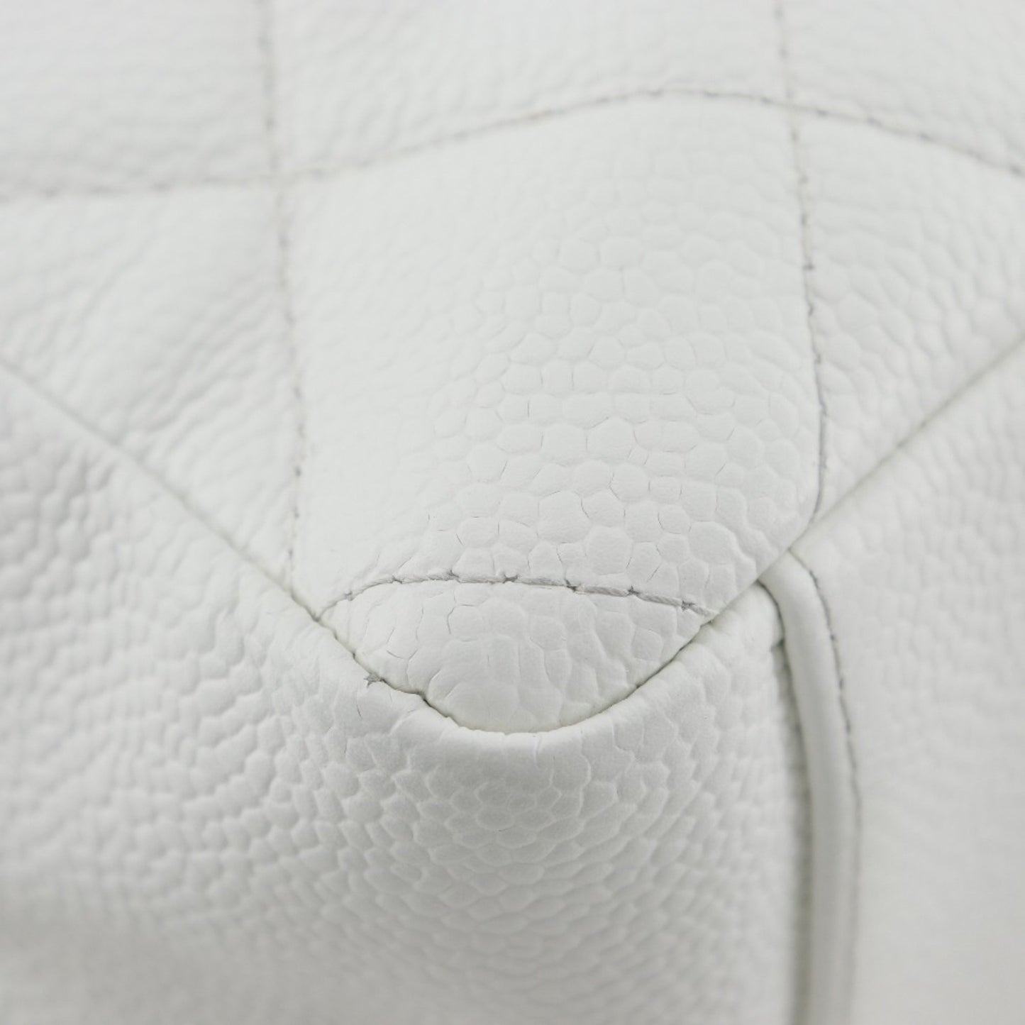 Chanel Pst Chain Tote Shoulder Bag Caviar Skin White A5 Snap Button
