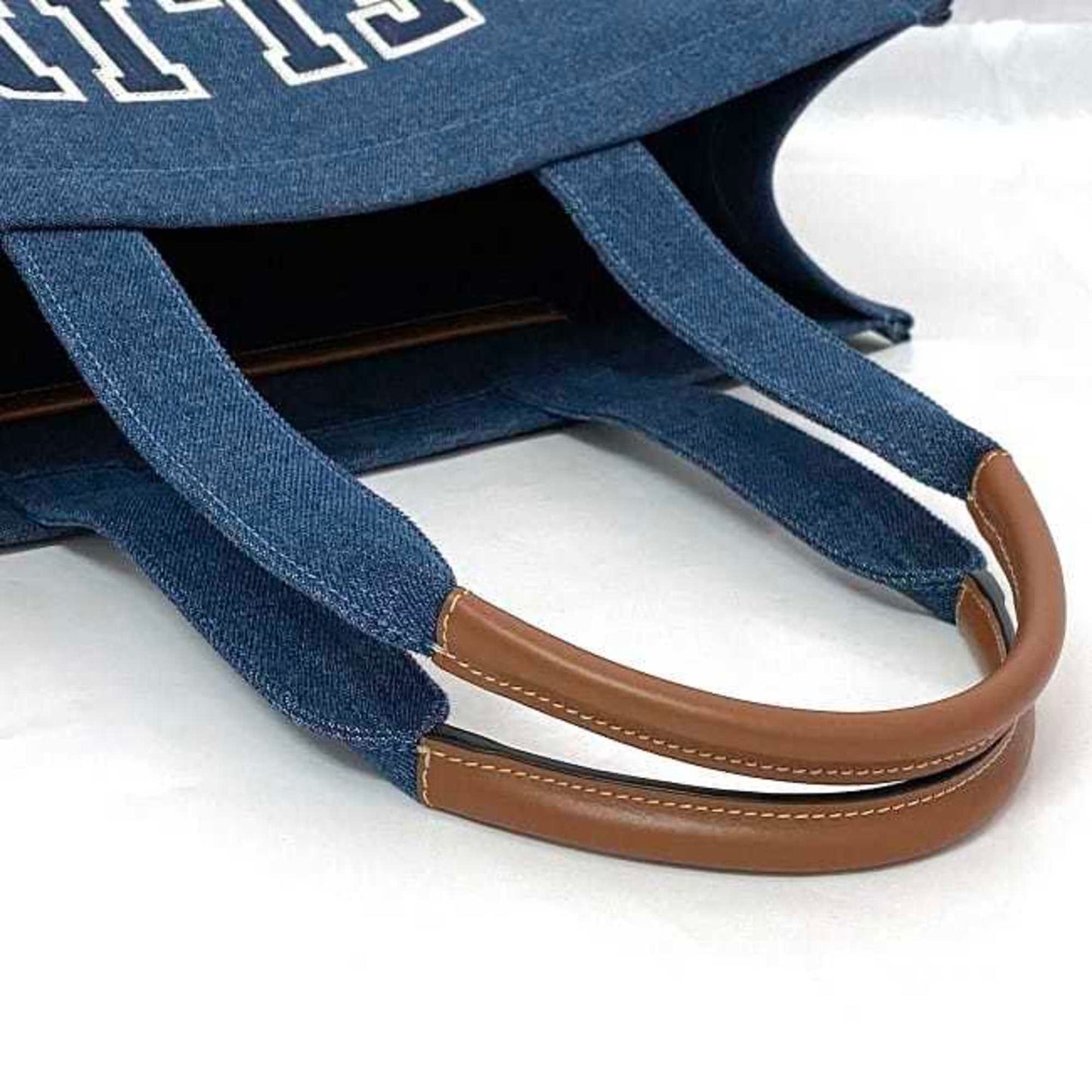Celine Tote Bag Large Cabas F-22494 Blue Denim Leather H-Ip-9796 Celine Embroidered