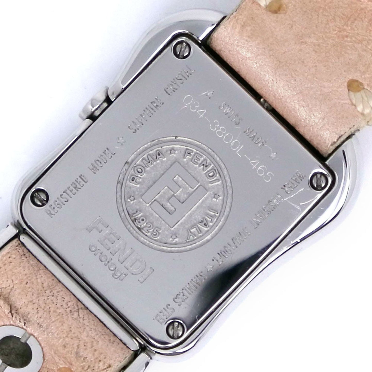 Fendi Befendi Watch 3800L Stainless Steel X Leather Pink Quartz Analog Display
