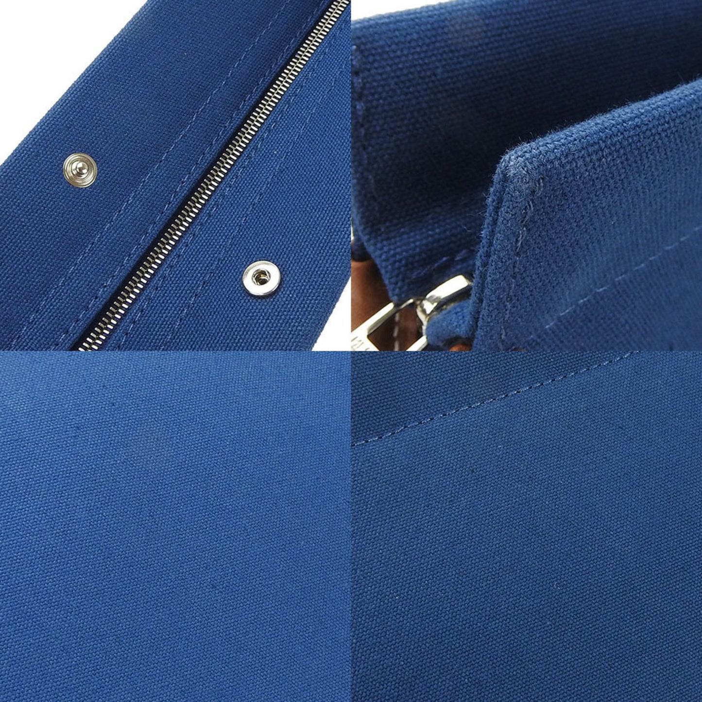 Hermes Clutch Bag Canvas Leather Navy Brown