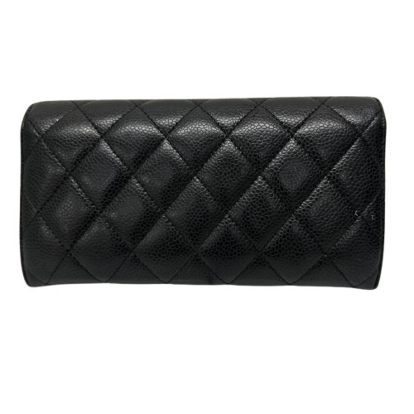 Chanel Classic Long Flap Wallet Matelasse Coco Mark Caviar Skin