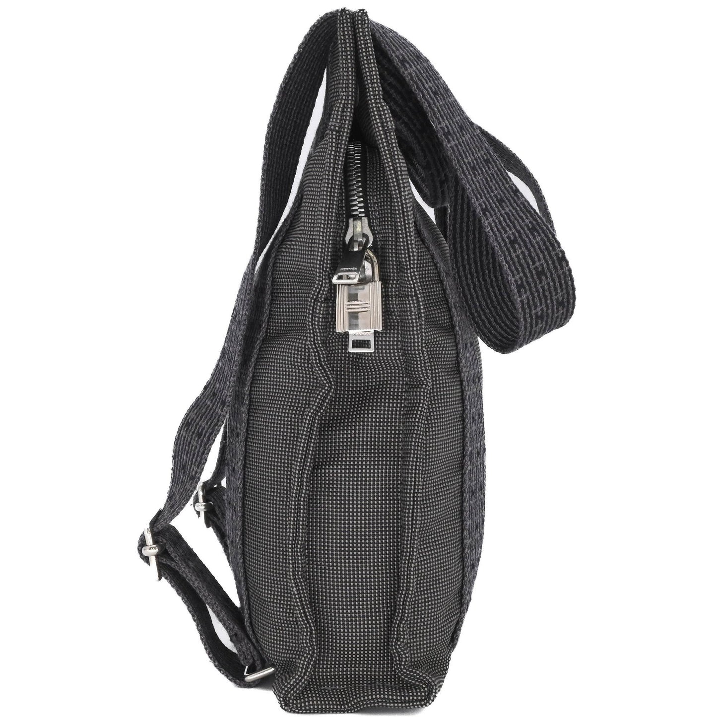 Hermes Air Line Ad Pm Canvas Tote Bag/Backpack In Gray/Black Nylon