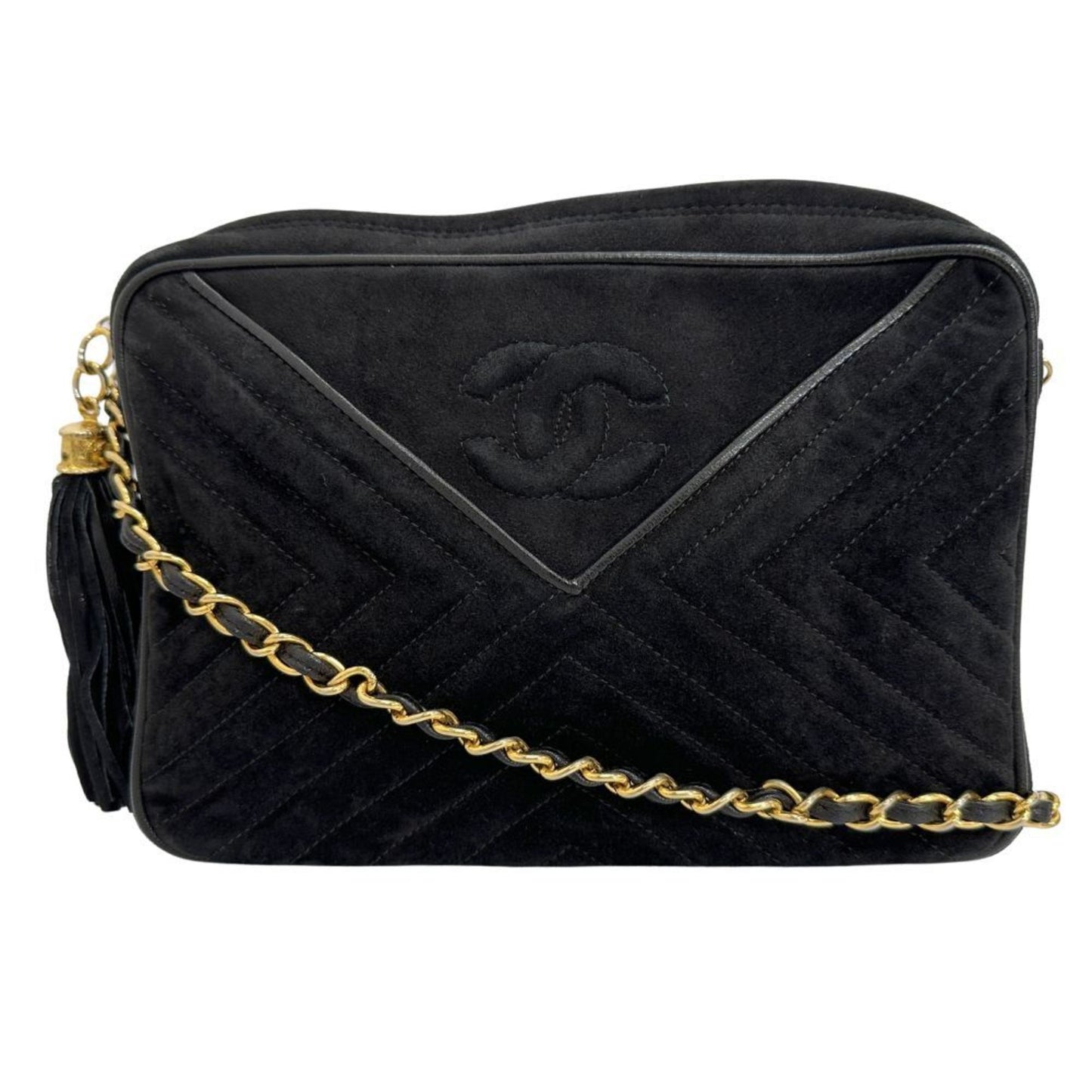 Chanel Chainshoulder Shoulder Bag V Stitch Suede 2000 A5