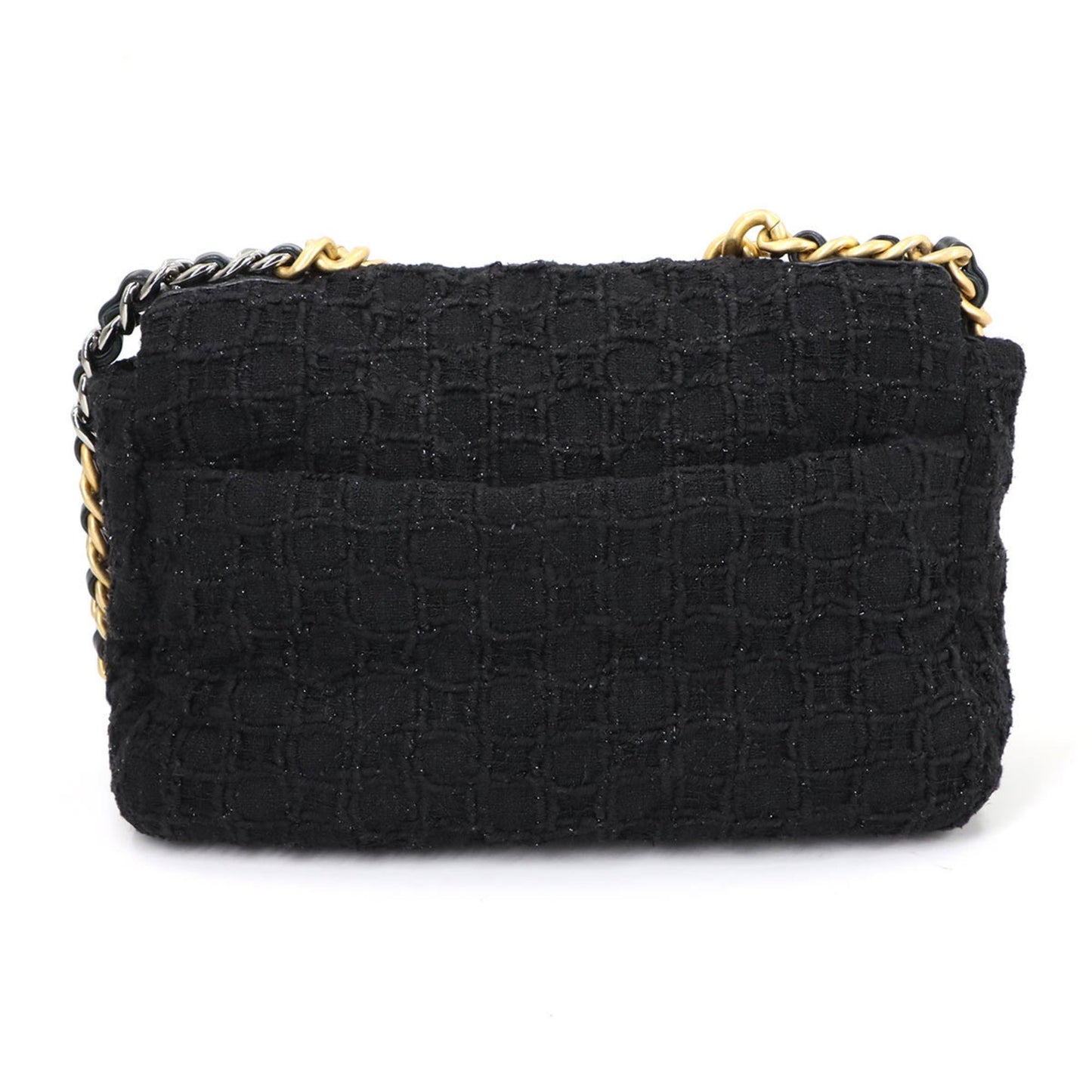 Chanel 19 2Way Hand Chain Shoulder Bag Tweed Leather Black As1160