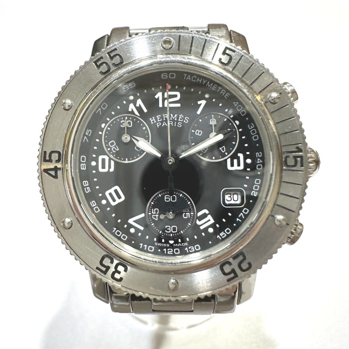 Hermes Cl2.310 Chronograph Clipper Diver Watch Stainless Steel