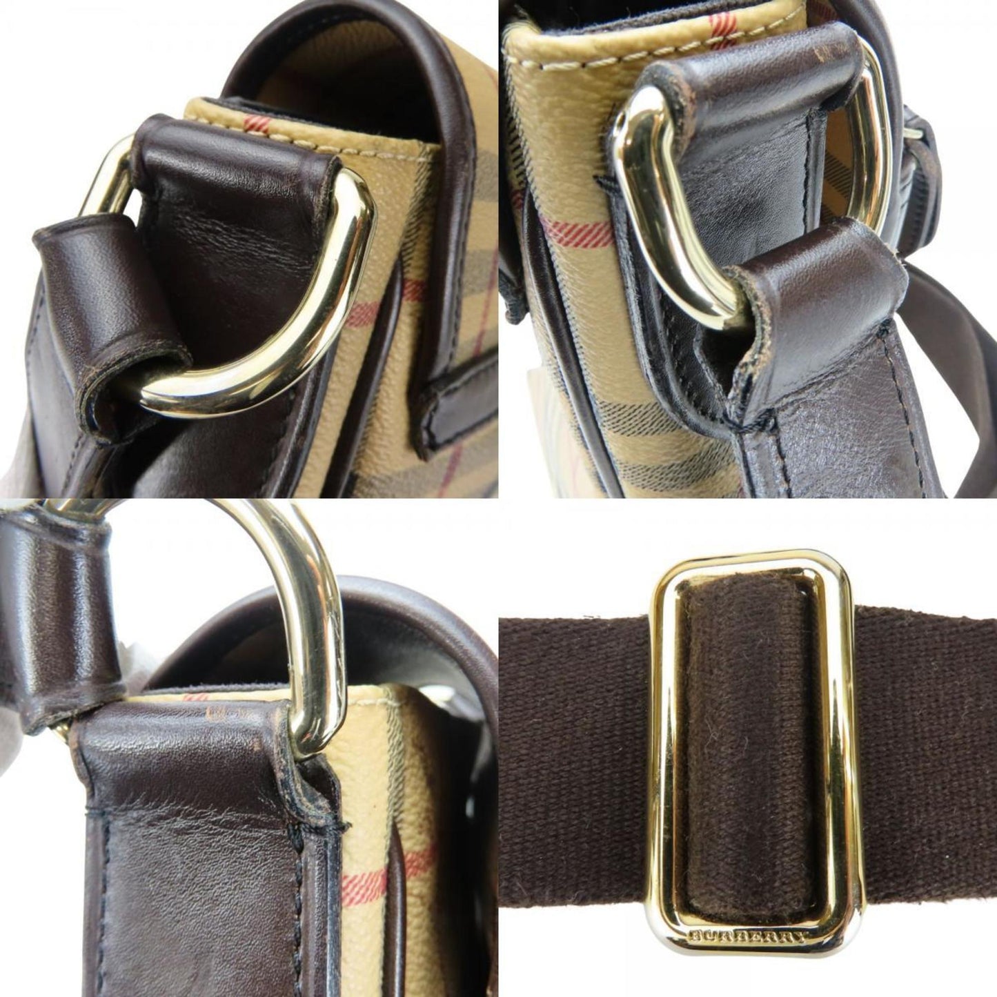 Burberry Shoulder Bag Leather Beige Brown Nova Check