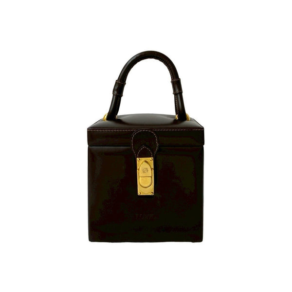 Loewe Anagram Logo Metal Hardware Genuine Leather Mini Handbag Vanity Bag Brown 69183