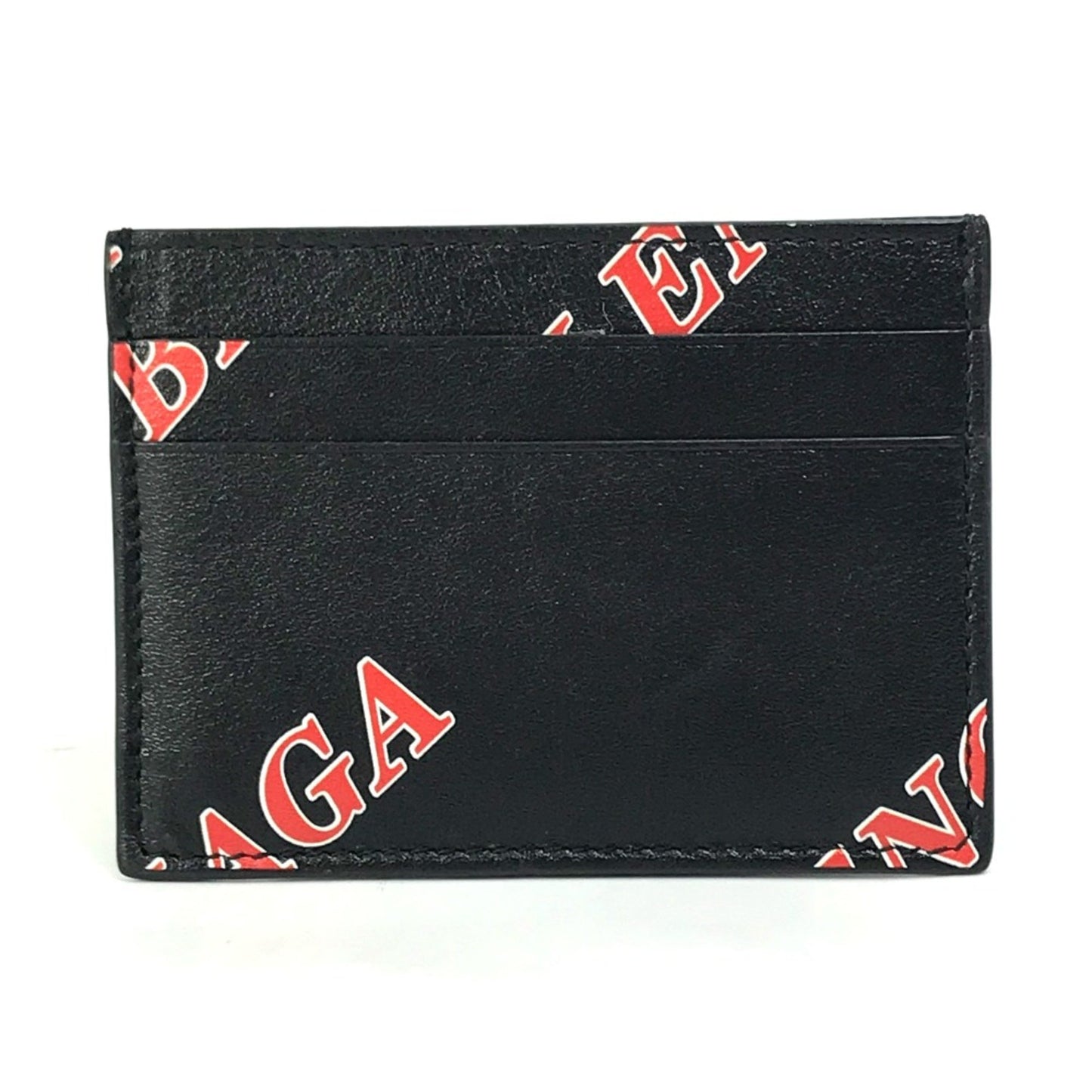 Balenciaga 594309 Logo Print Name Card Holder Card Case Black