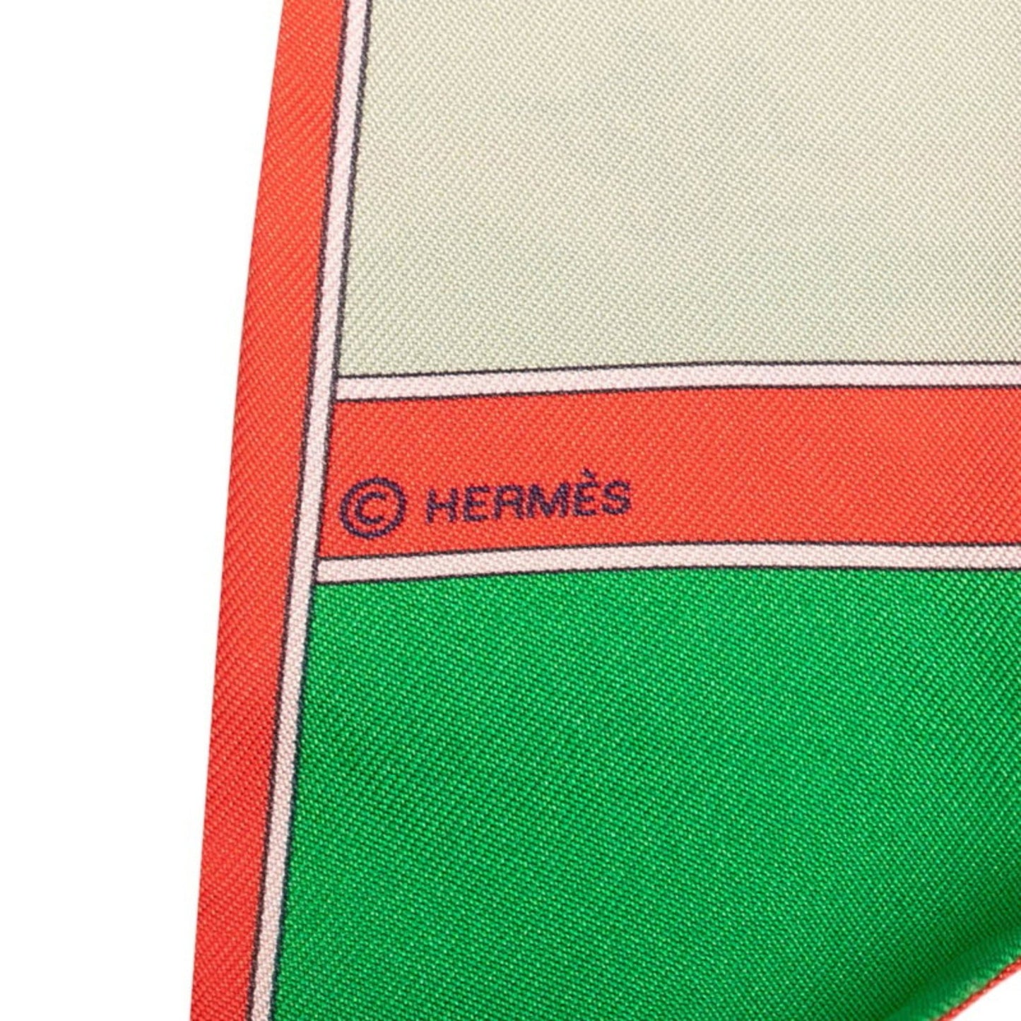 Hermes Twilly Camails Camaille Scarf Muffler Red Green Multicolor Silk