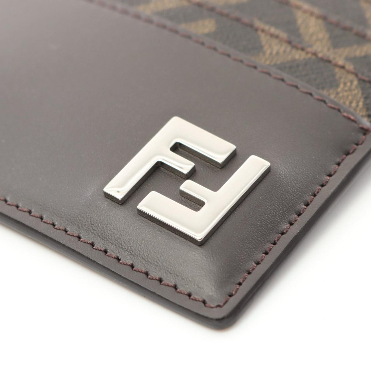 Fendi Ff Business Card Holder/Card Case Leather