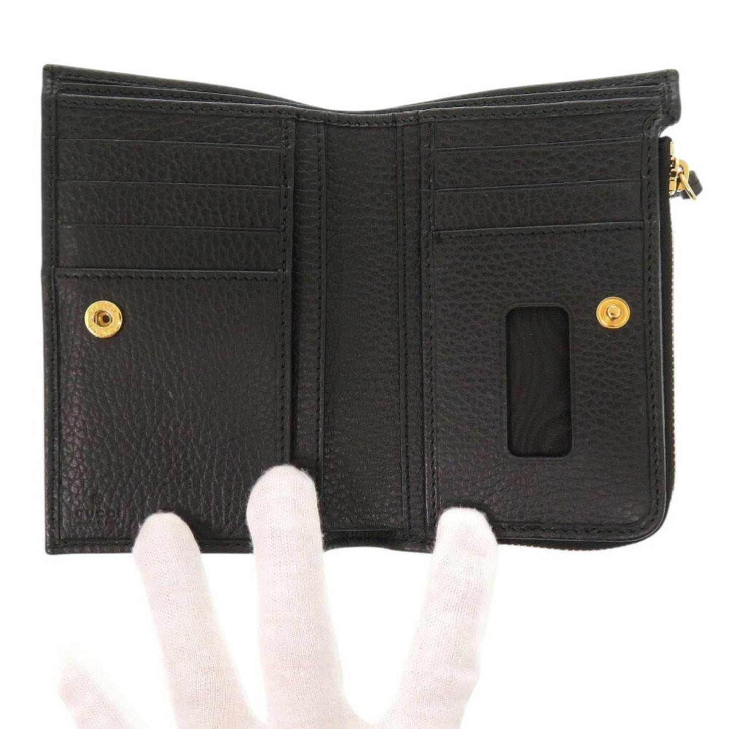 Gucci Gg Marmont Double G 546588 Leather Black Bifold Wallet 0069Gucci