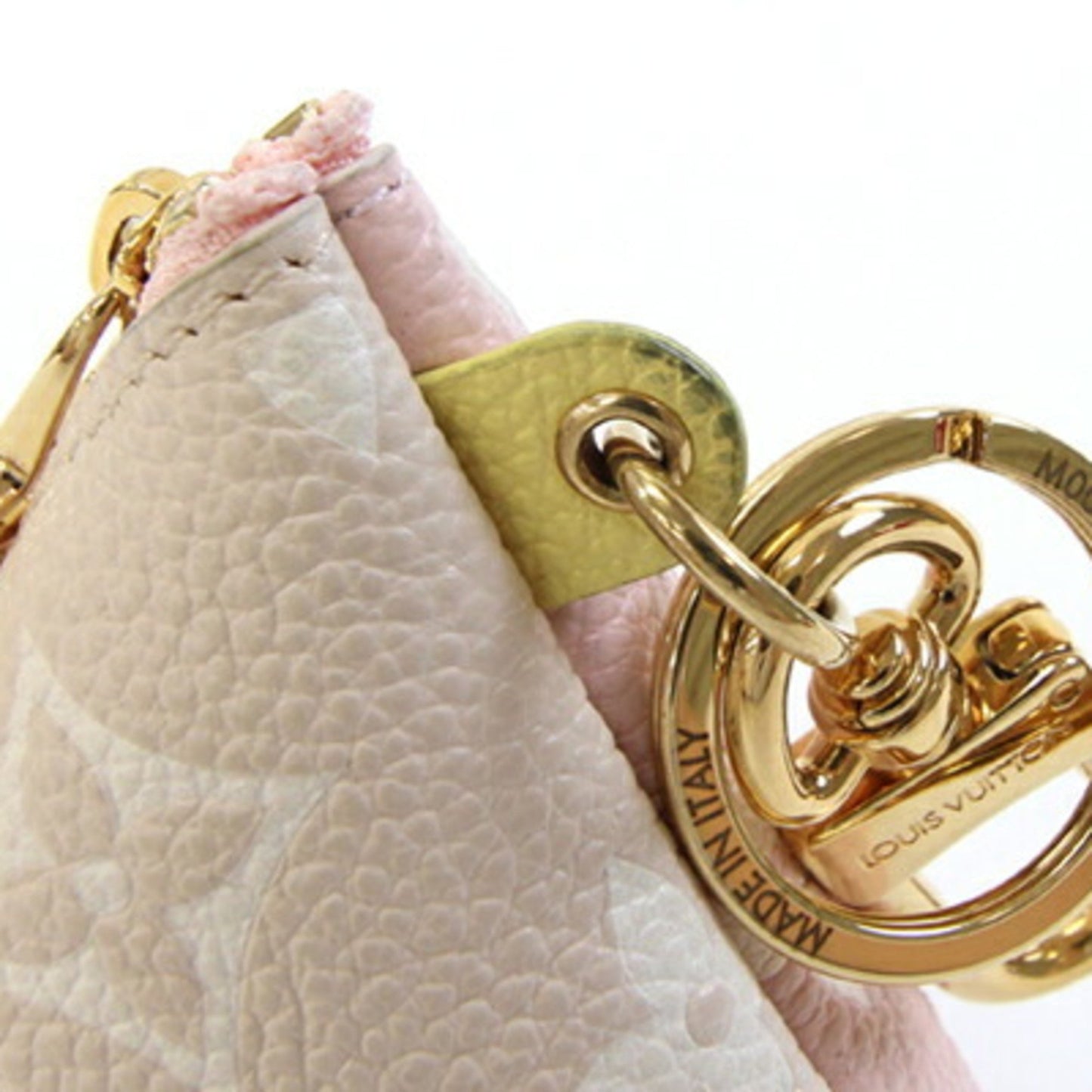 Louis Vuitton Monogram Empreinte Berlingo Bag Charm M00669 Pink/Beige Mini Pouch Triangle Keychain