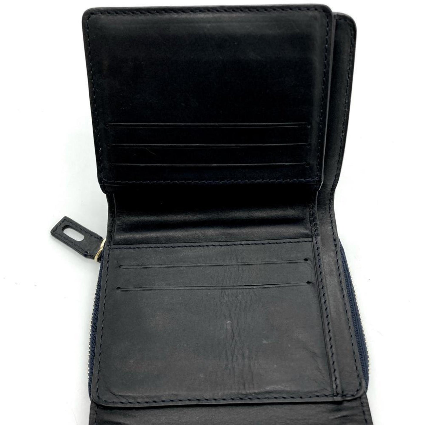 Celine Triomphe Tri-Fold Wallet Canvas Leather Navy
