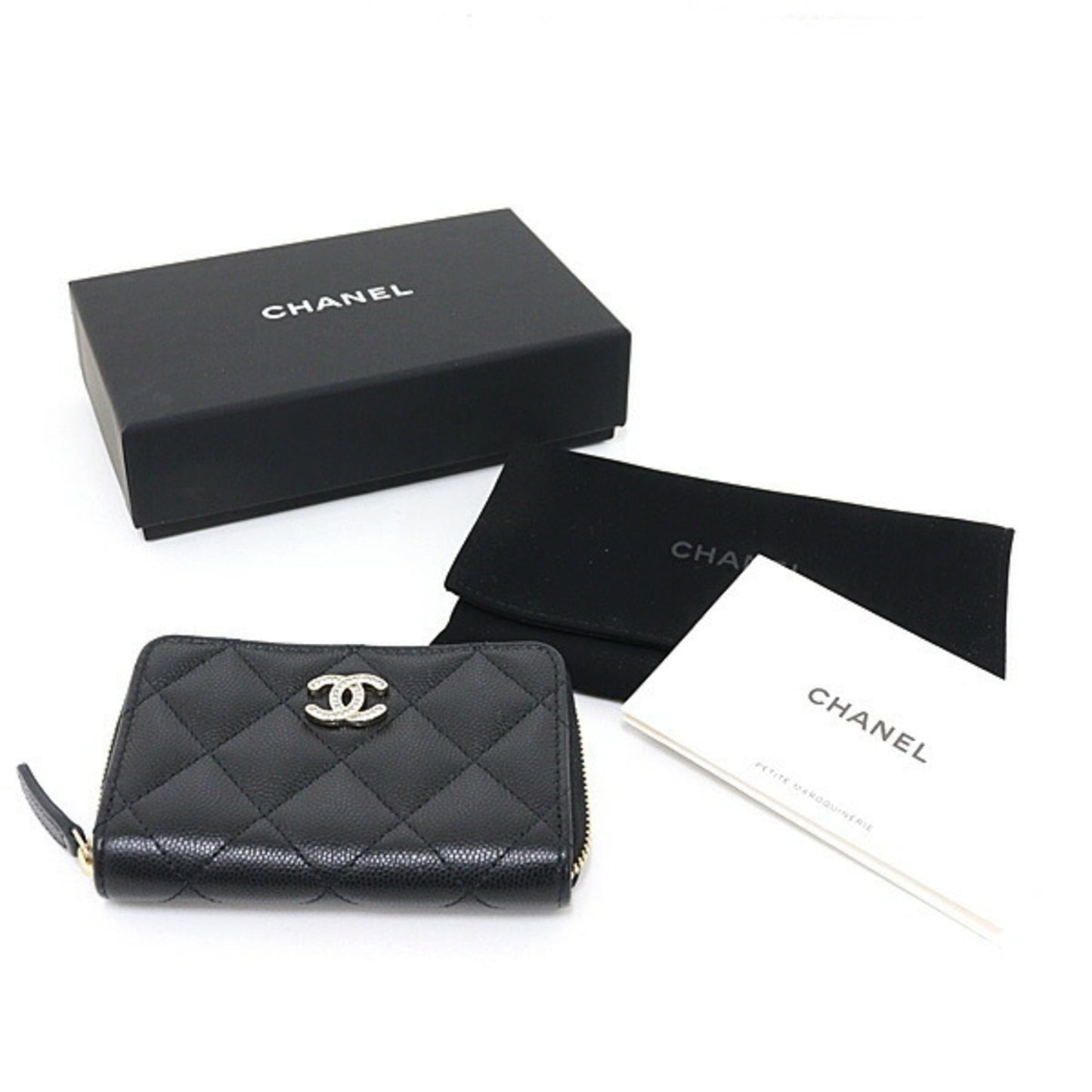 Chanel Matelasse Coin Purse In Black Caviar Leather (Ap4818)