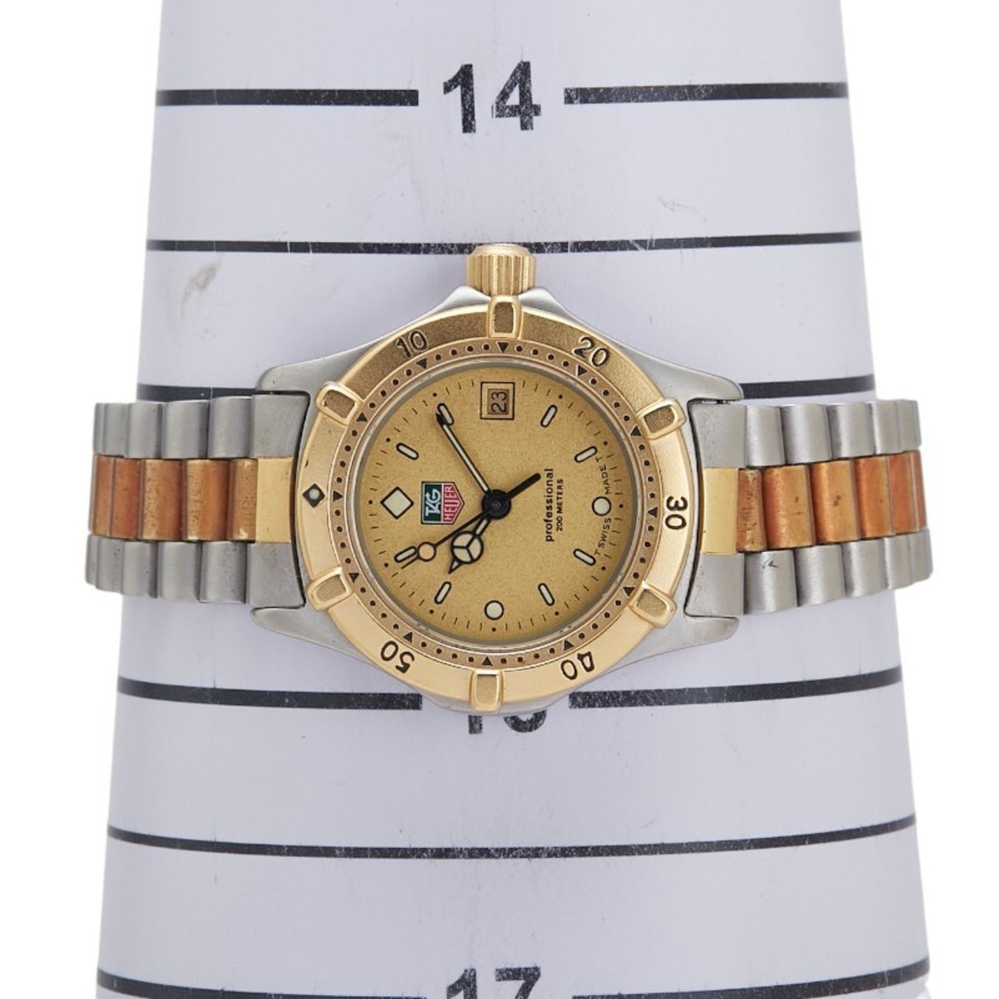 Tag Heuer Professional Watch 964.008-2 Quartz Gold Dial Stainless Steel Plated