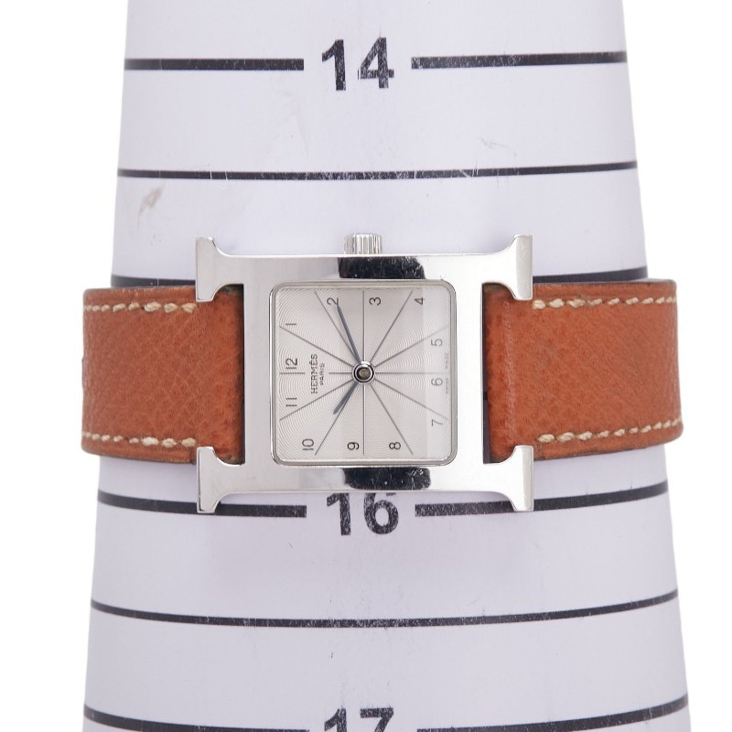 Herms H Watch Hh1.210 Quartz Silver Dial Stainless Steel Leather