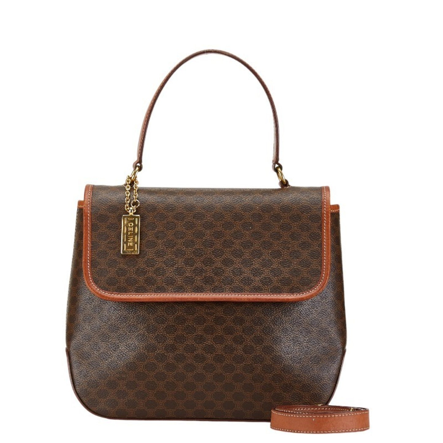Celine Macadam Handbag Shoulder Bag Brown Pvc Leather