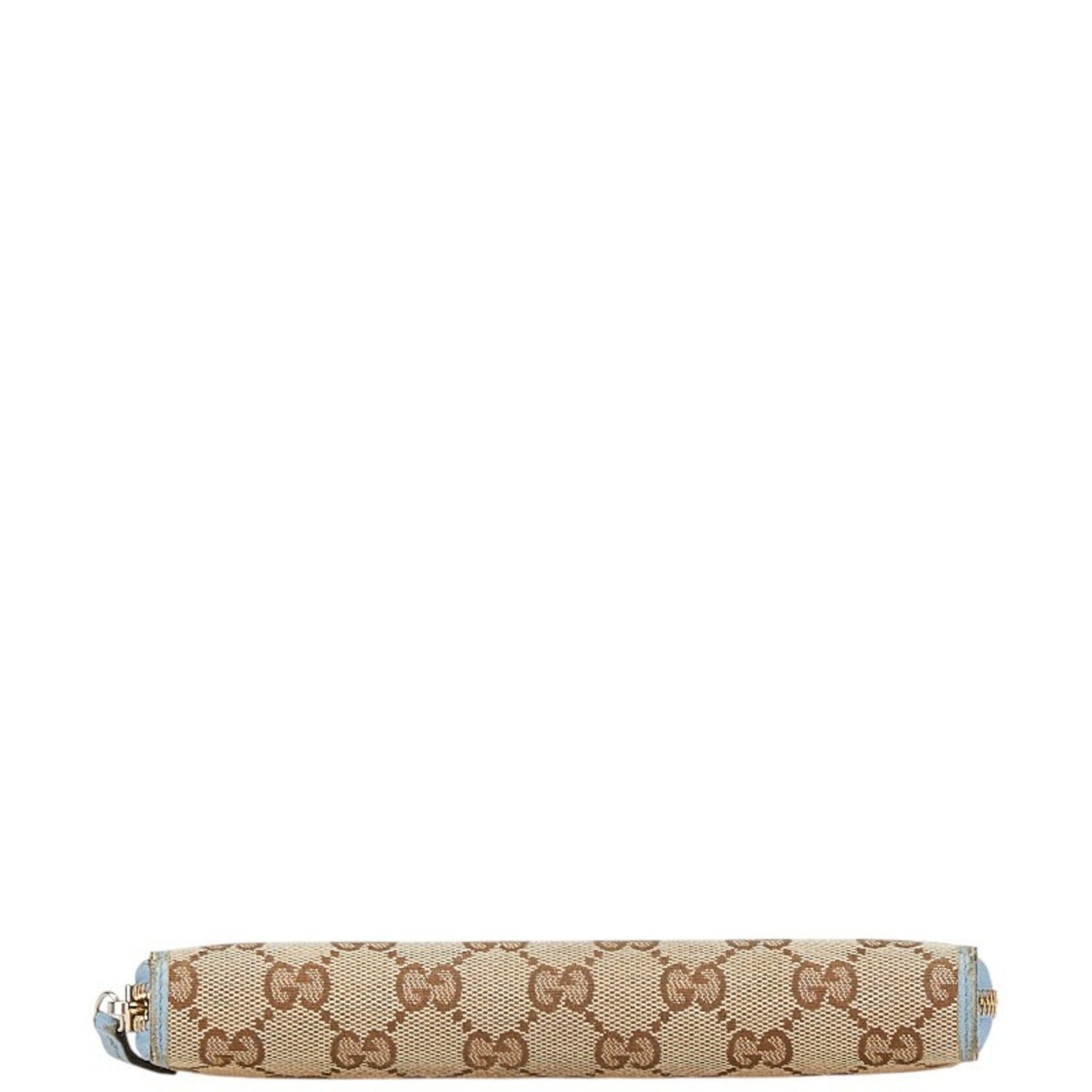 Gucci Gg Canvas Round Zip Long Wallet 363423 Beige Blue Leather