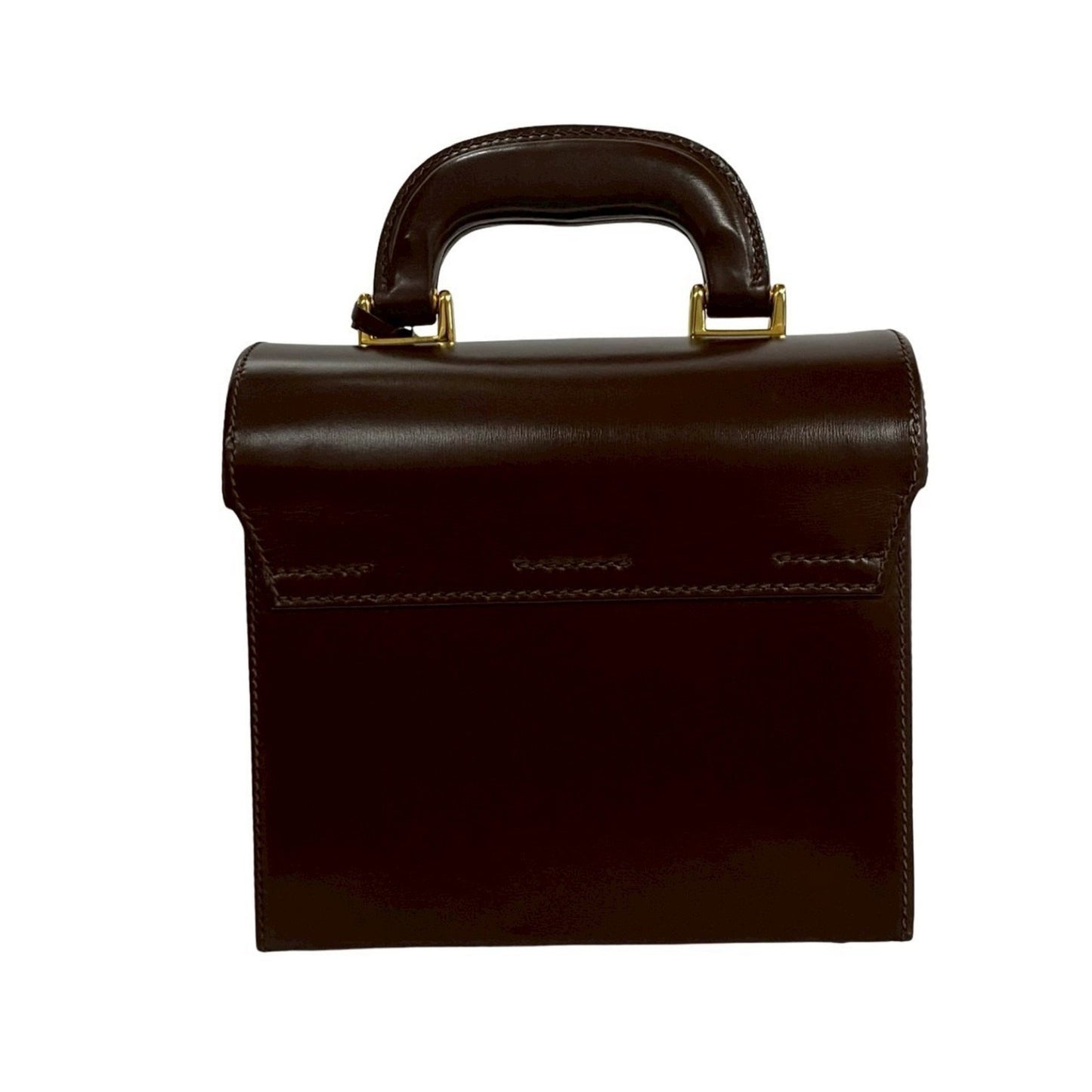 Gucci Old Gucci Ladylock Leather Handbag/Mini Tote Bag In Brown