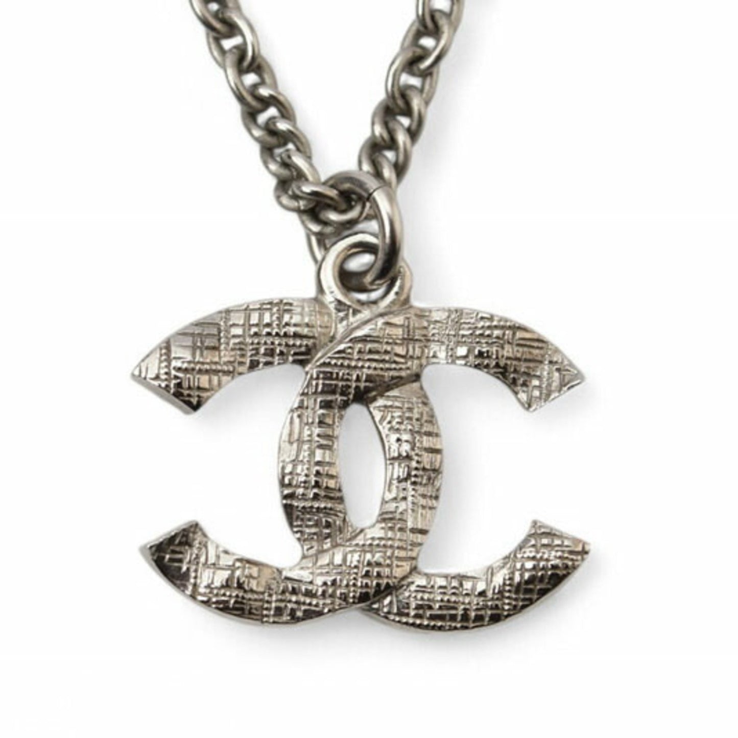 Chanel Necklace Pendant 2Way Chanel Coco Mark Cc Rhinestone Pearl Motif Silver 20A