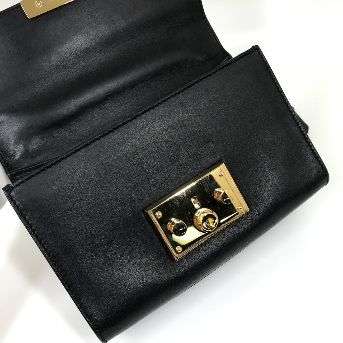 Gucci 409487 Small Padlock Chain Shoulder Bag Leather