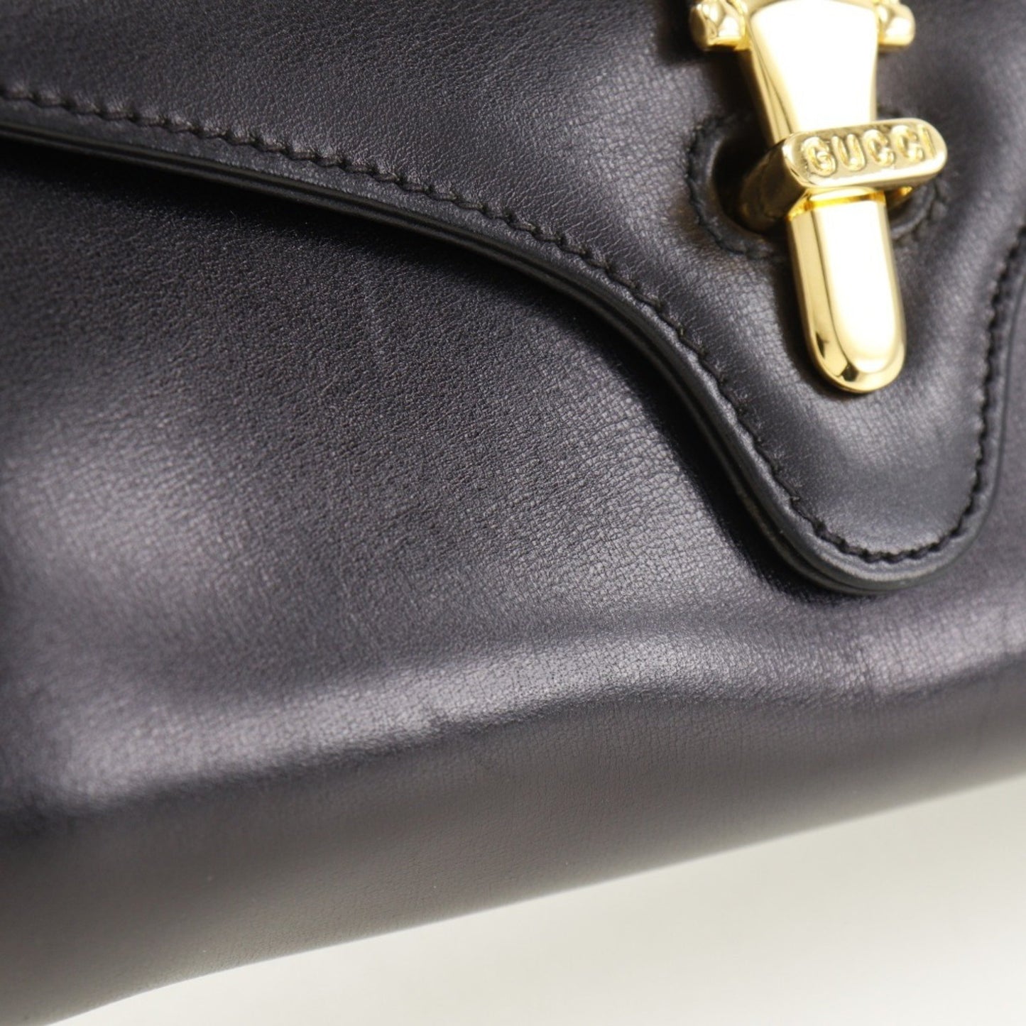 Gucci Old Gucci Shoulder Bag Clutch Calf Black 2Way Flap