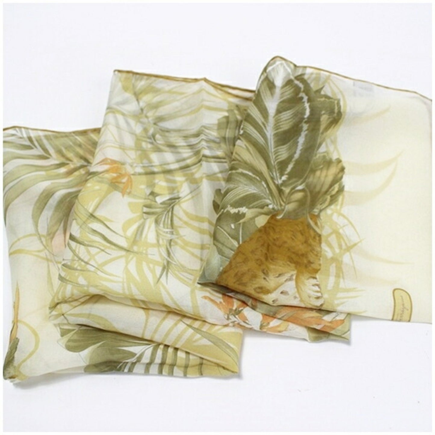 Salvatore Ferragamo Silk Rectangular Scarf Muffler Stole Ivory Animal Print