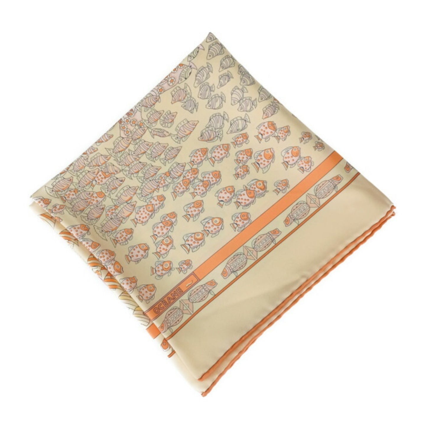 Hermes Scarf/Muffler Carre 90 Rencontre Oceane - Orange Multicolor 100% Silk