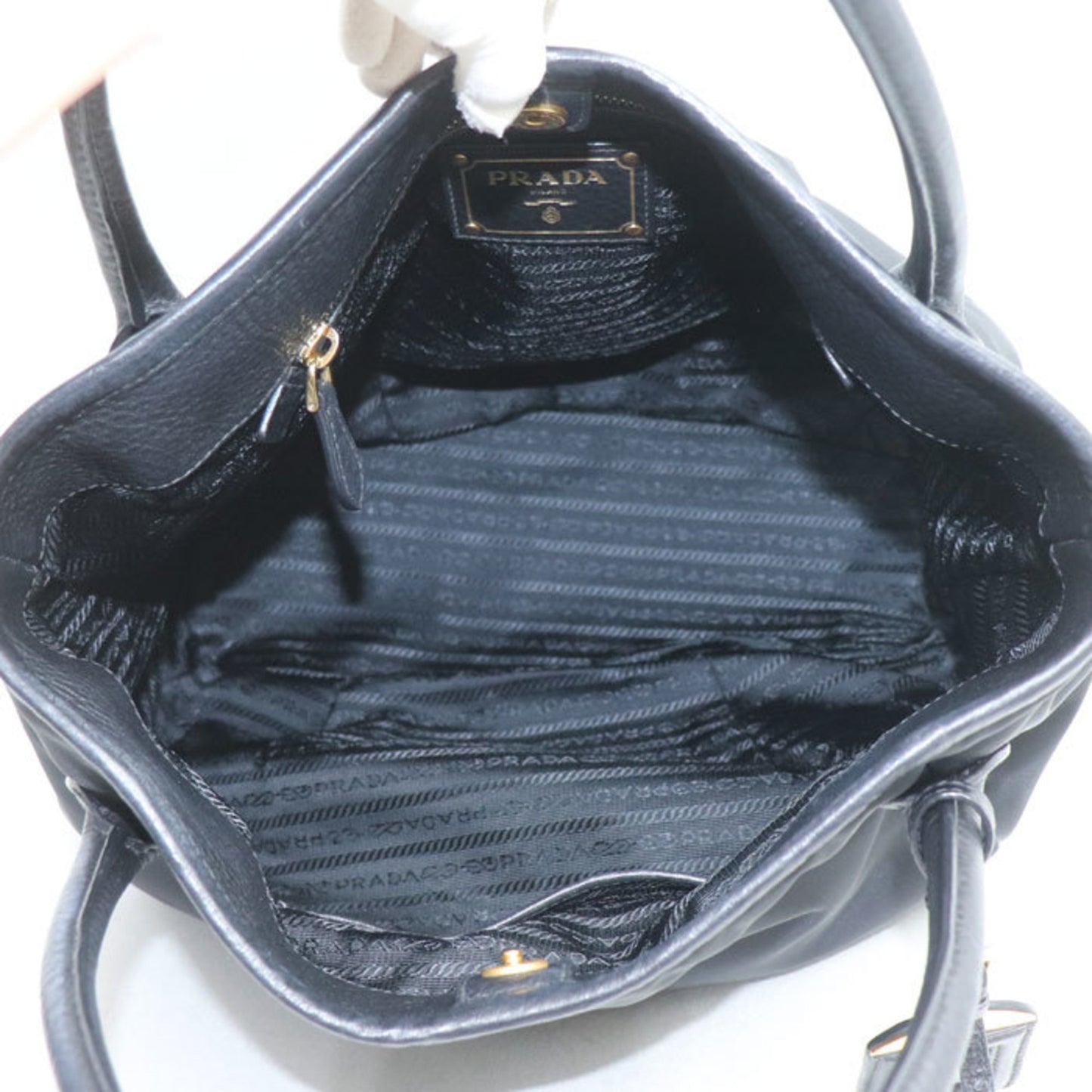 Prada Tessuto Vitello Dino Handbag In Black