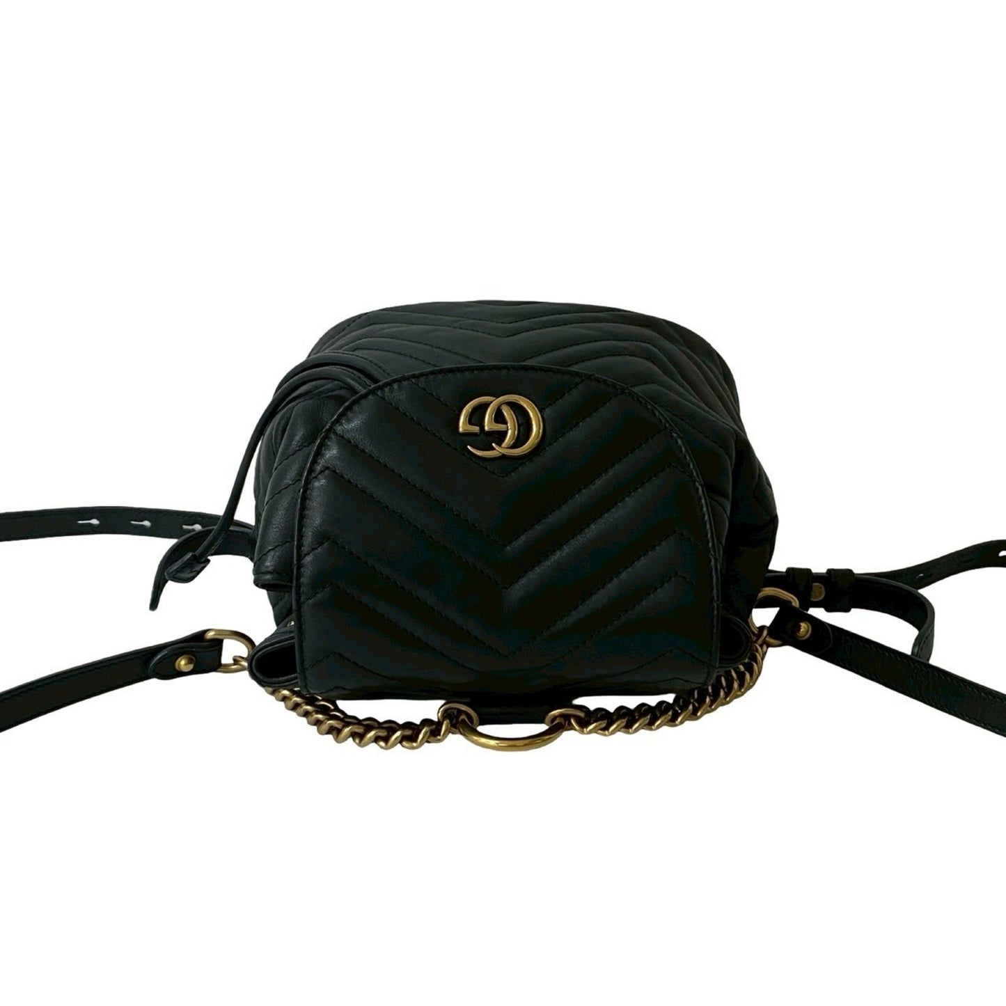 Gucci Gg Marmont Logo Hardware Leather Mini Rucksack/Daypack In Black