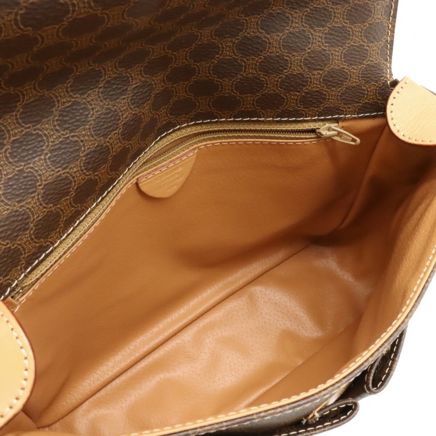 Celine Macadam Pattern Blazon Shoulder Bag Pvc Leather Dark Brown Light