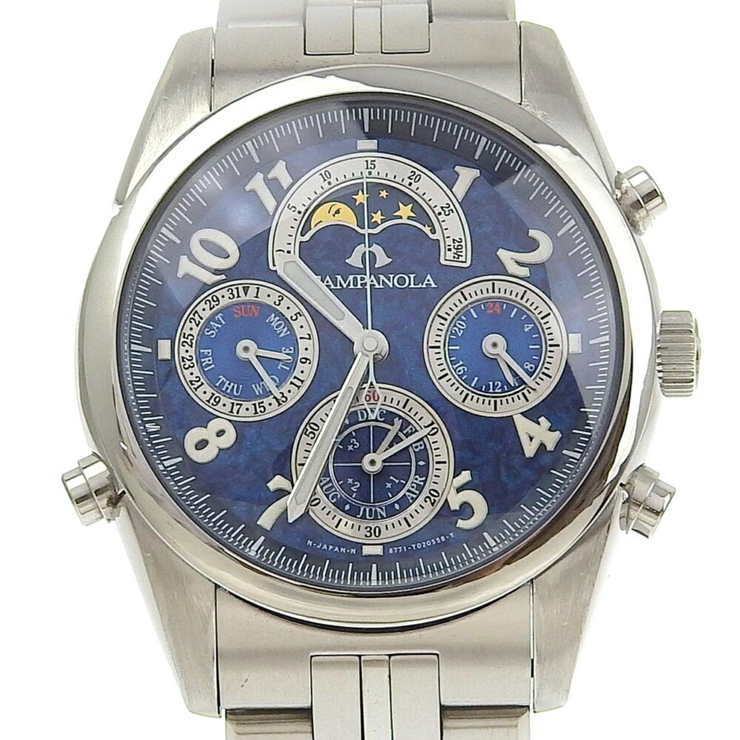 Citizen Campanola Watch Moon Face 6771-T010750-Ta Stainless Steel Quartz Blue Dial