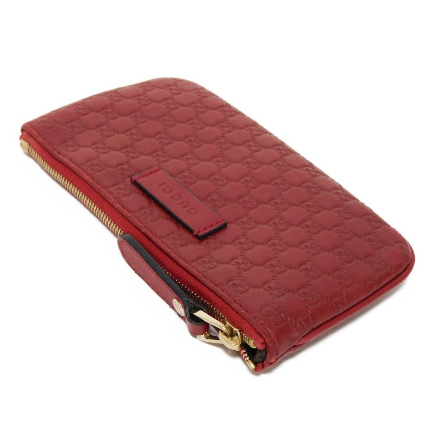 Gucci Coin Case Guccissima Purse Embossed Key Ring Gold Micro Gg Shima Red 544248 Bmj1G 6420