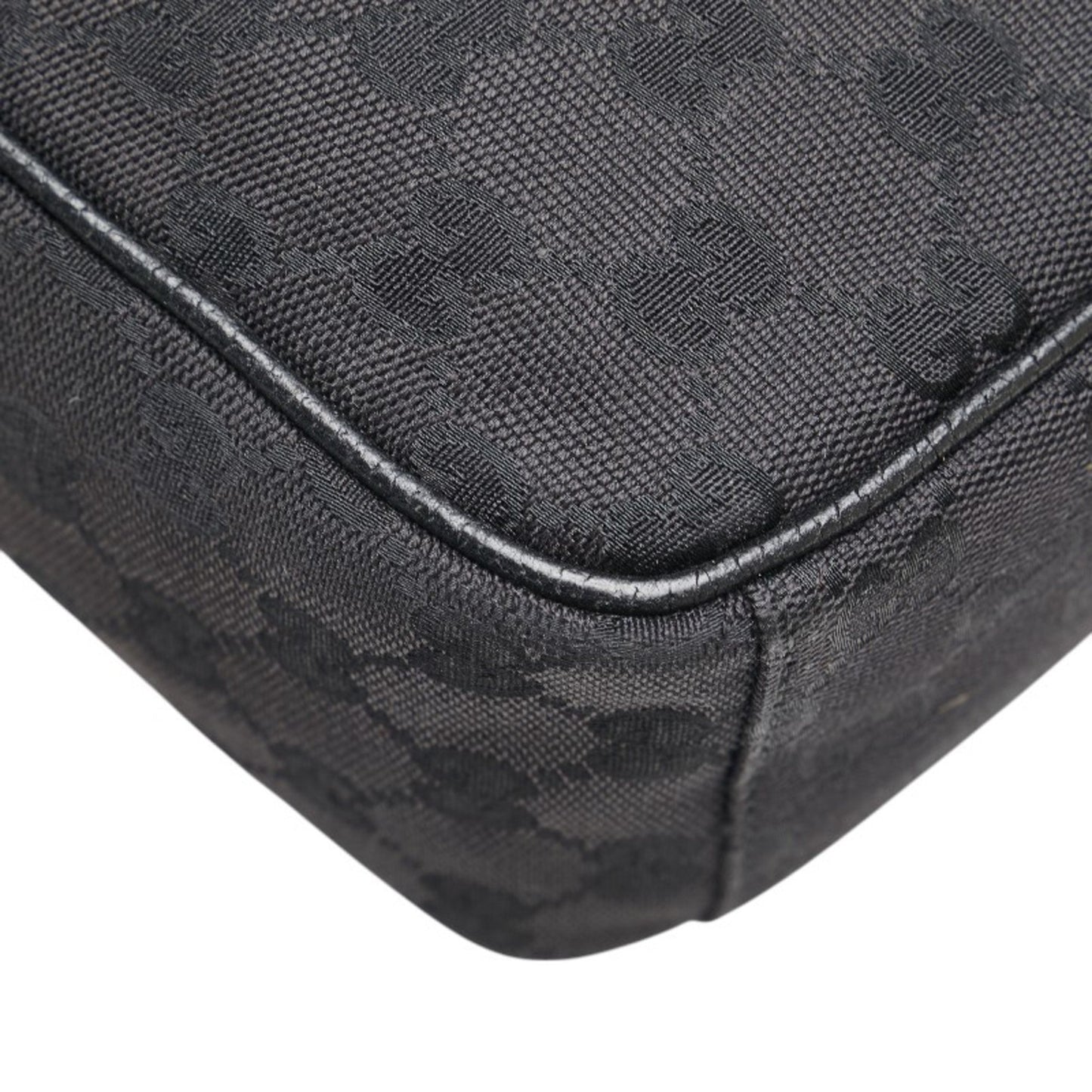 Gucci Gg Canvas Shoulder Bag 122759 Black Leather