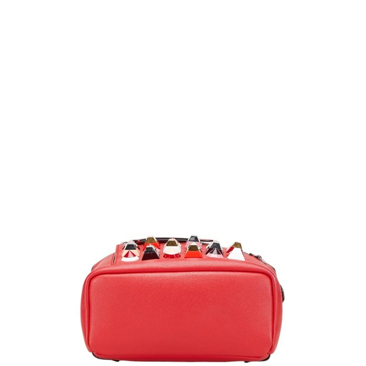 Fendi Studded Chain Backpack 8Bz038 Red Leather