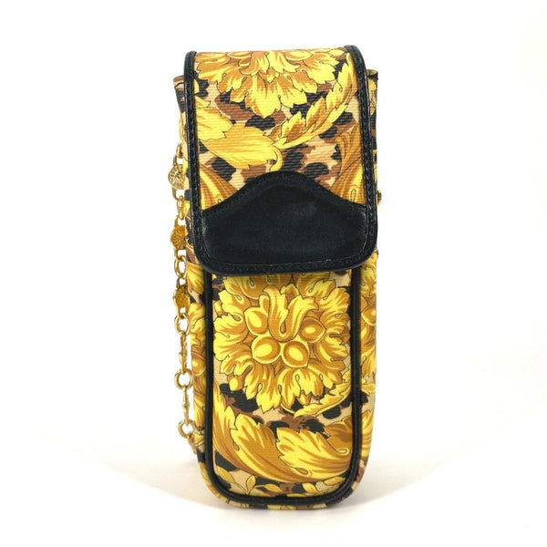 Versace Vintage Leopard Print Pochette With Chain Phone Case And Shoulder Bag In Pvc/Leather