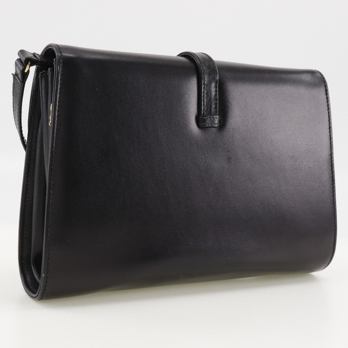 Gucci Old Gucci Shoulder Bag Clutch Calf Black 2Way Flap