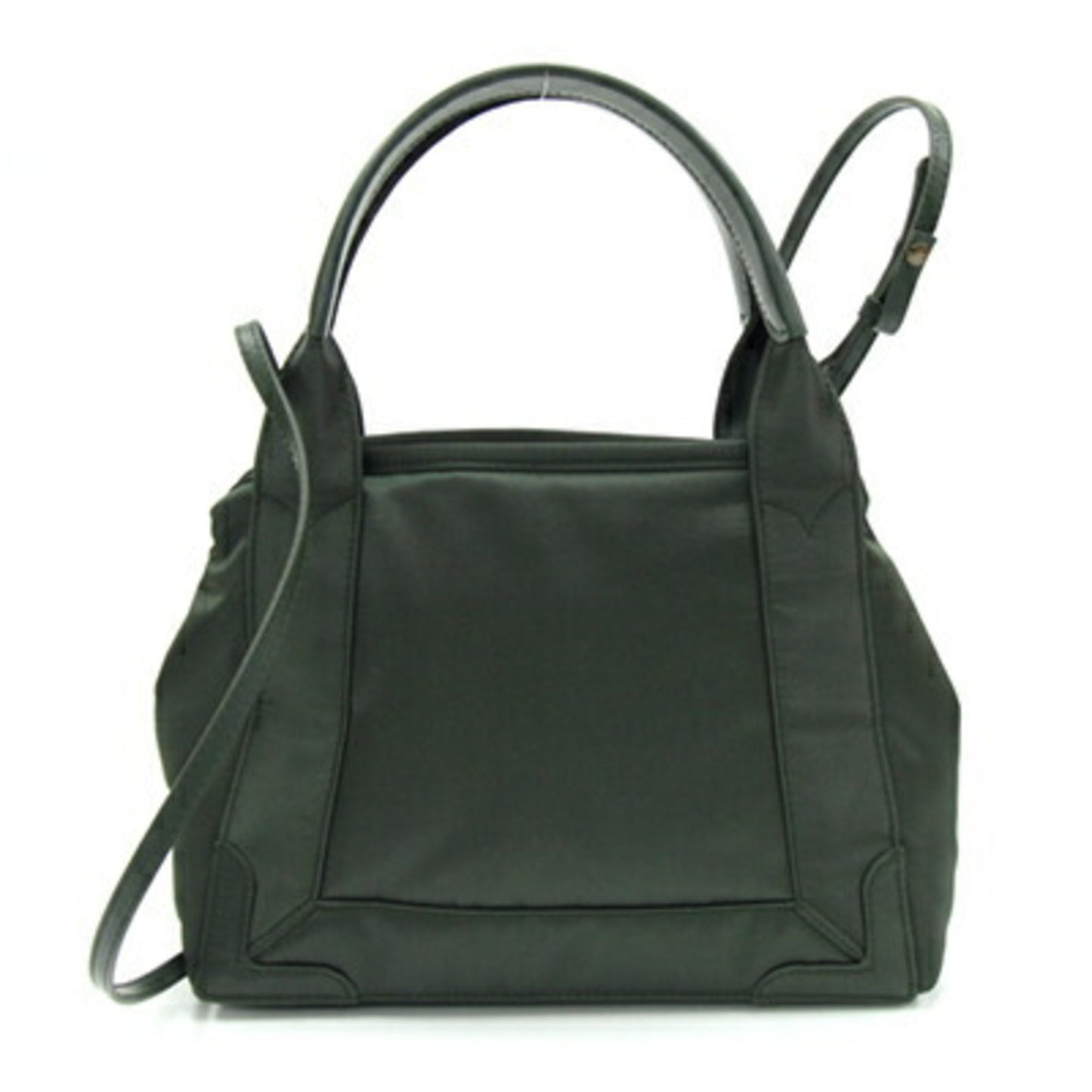 Balenciaga Handbag Navy Cabas Xs 390346 Khaki Green Nylon Leather Shoulder Bag