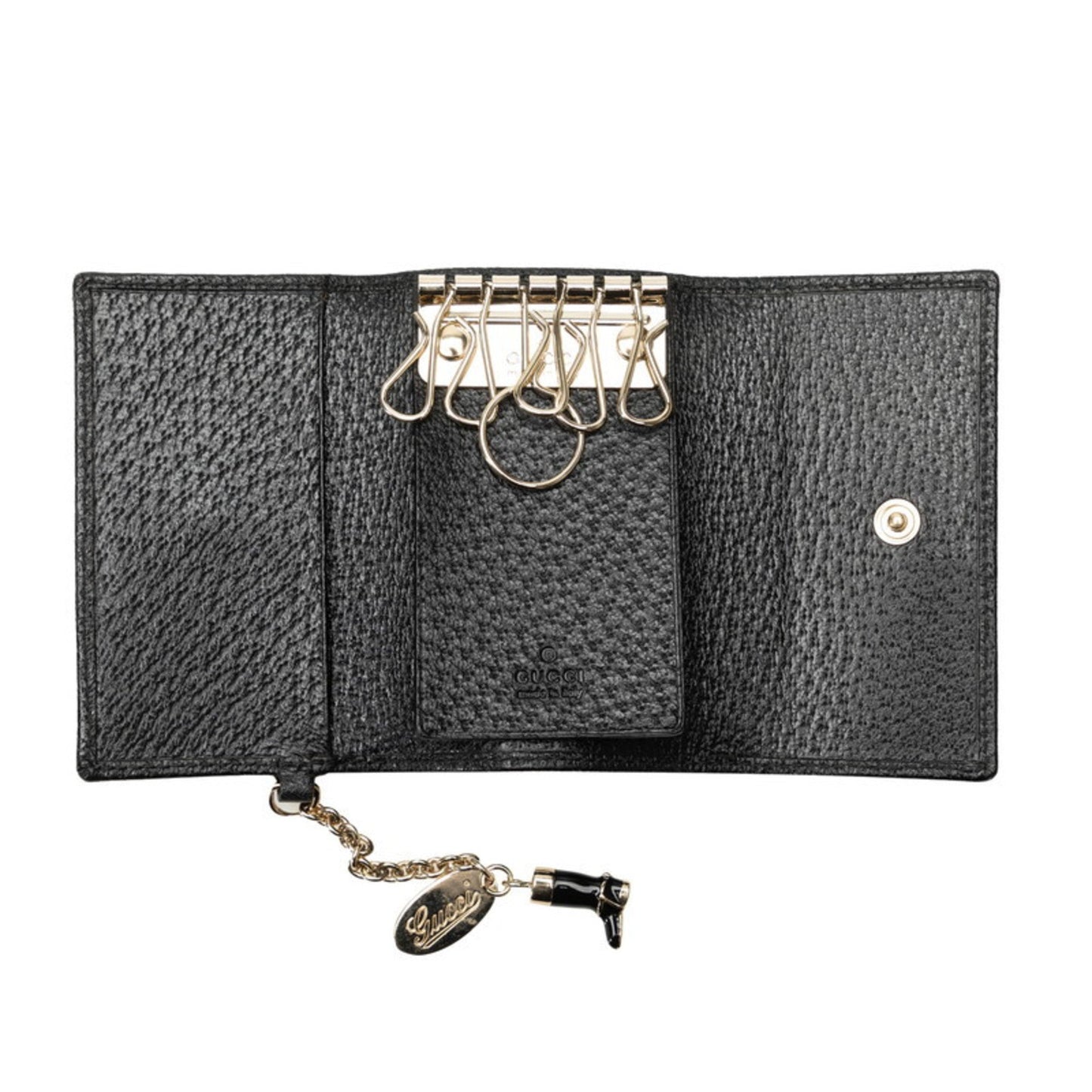 Gucci Gg Canvas 6-Ring Key Case 154184 Black Leather