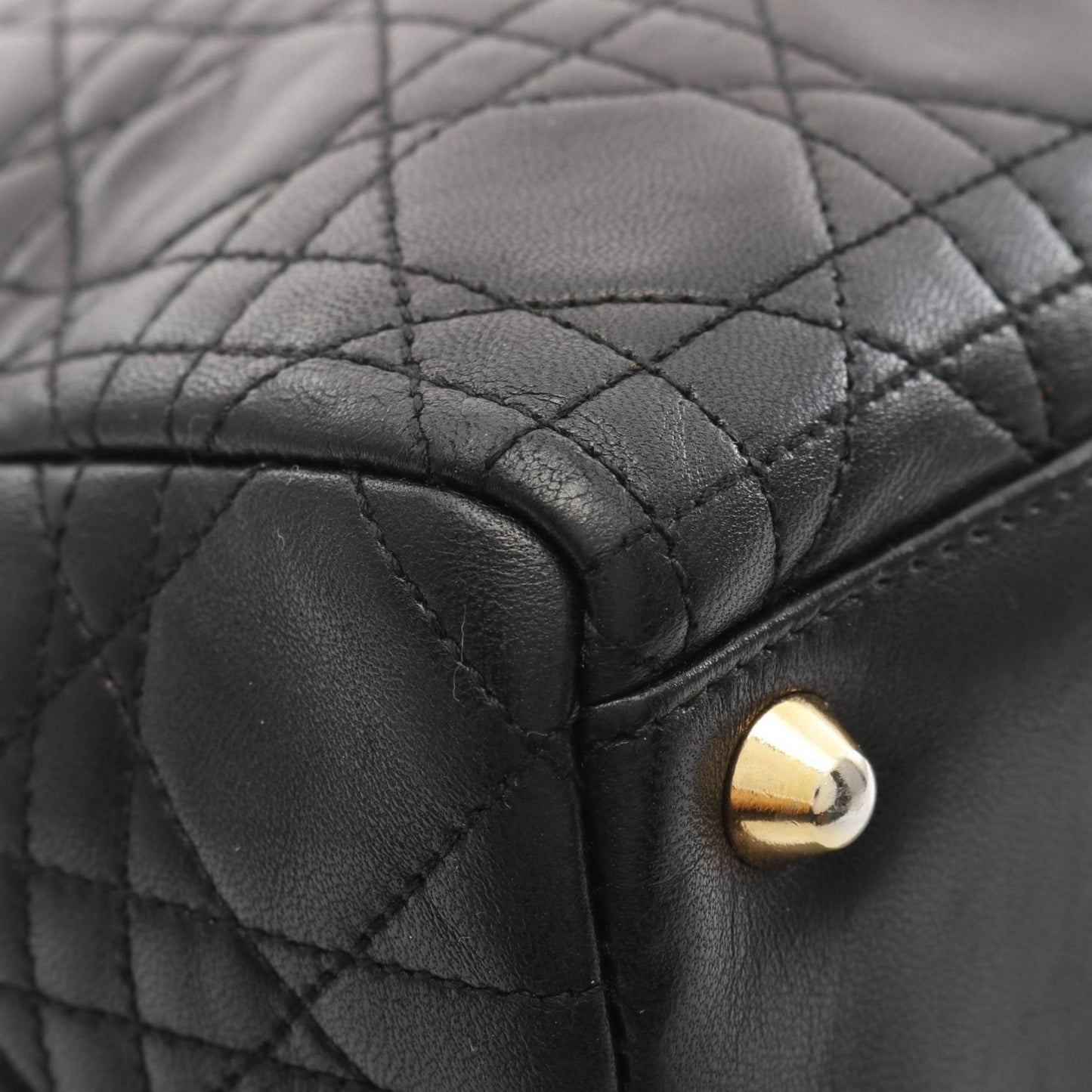 Christian Dior Lady Large Cannage Handbag Bag Leather