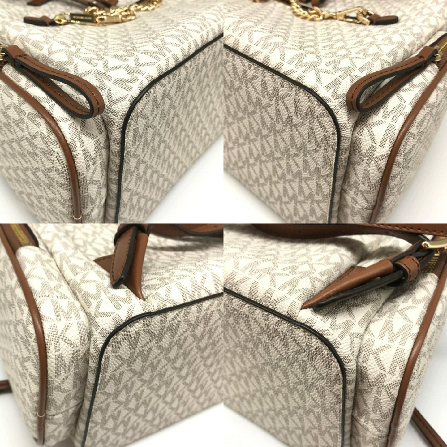 Michael Kors Chain Backpack Brown X Ivory Jet Set Item 35T1Gttb3B Michael Kors