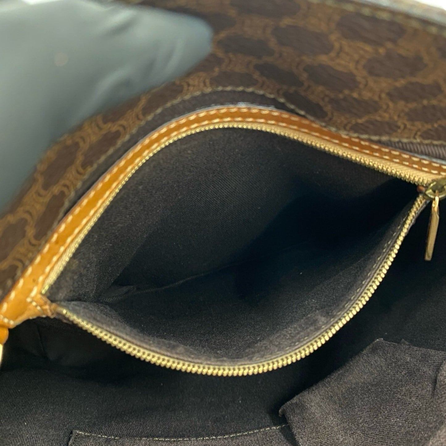 Celine Vintage Macadam Blason Leather Tote Bag/Semi-Shoulder Bag