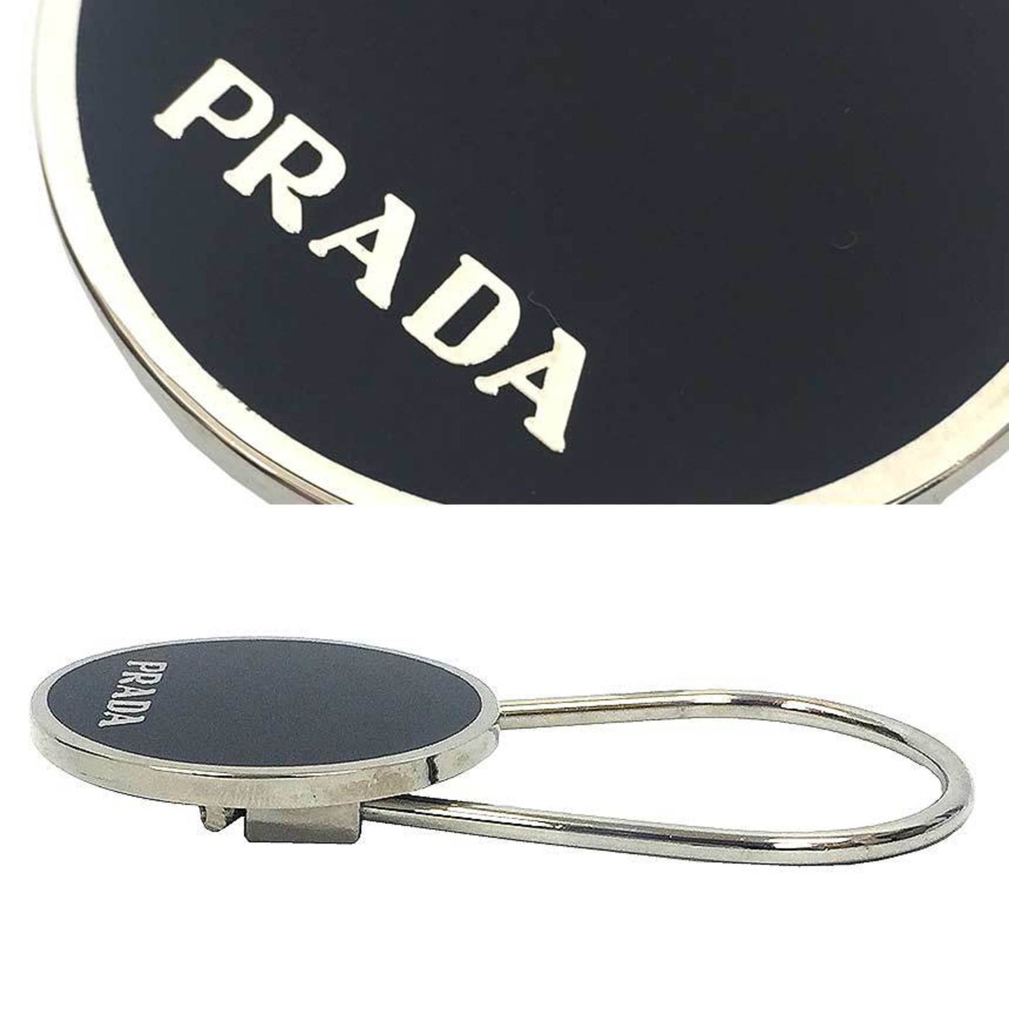 Prada Keychain M714 Charm Metal Black