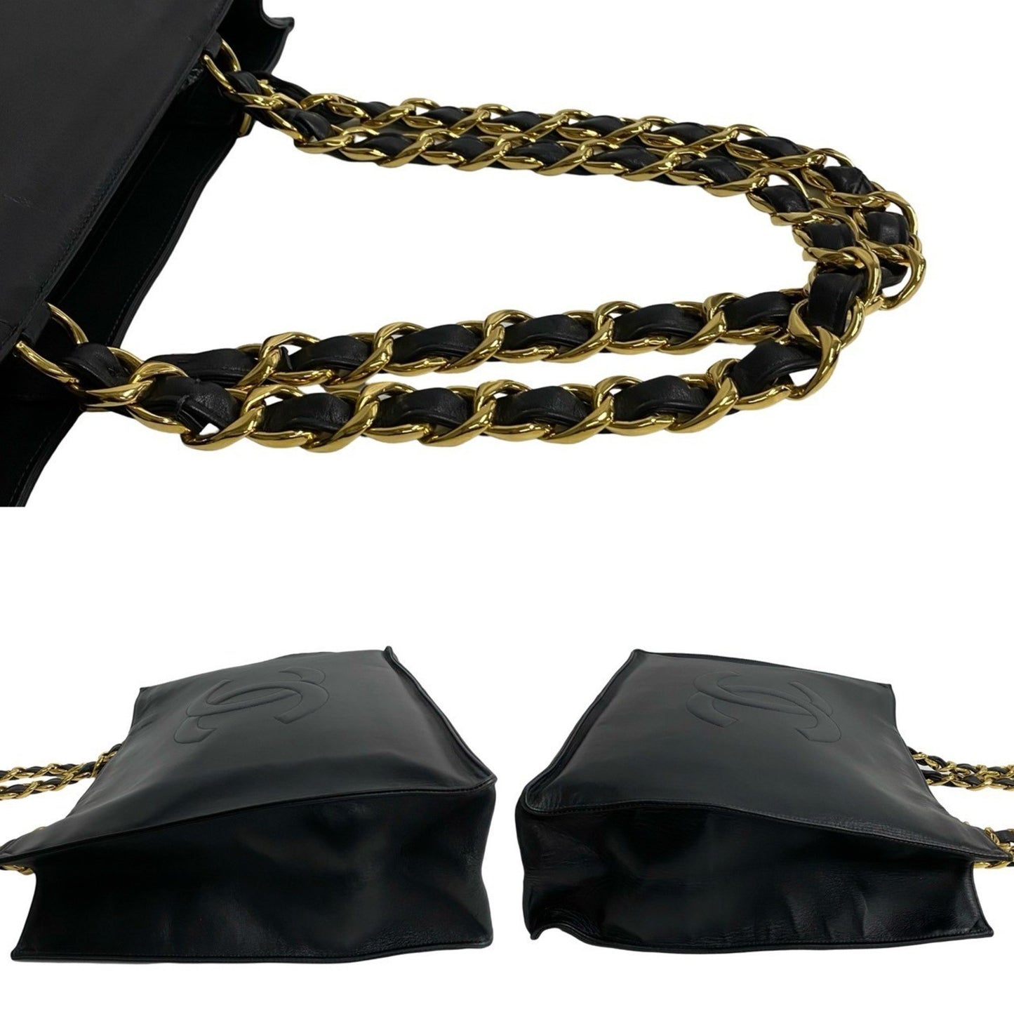 Chanel Deca Coco Lambskin Leather Chain Tote Bag