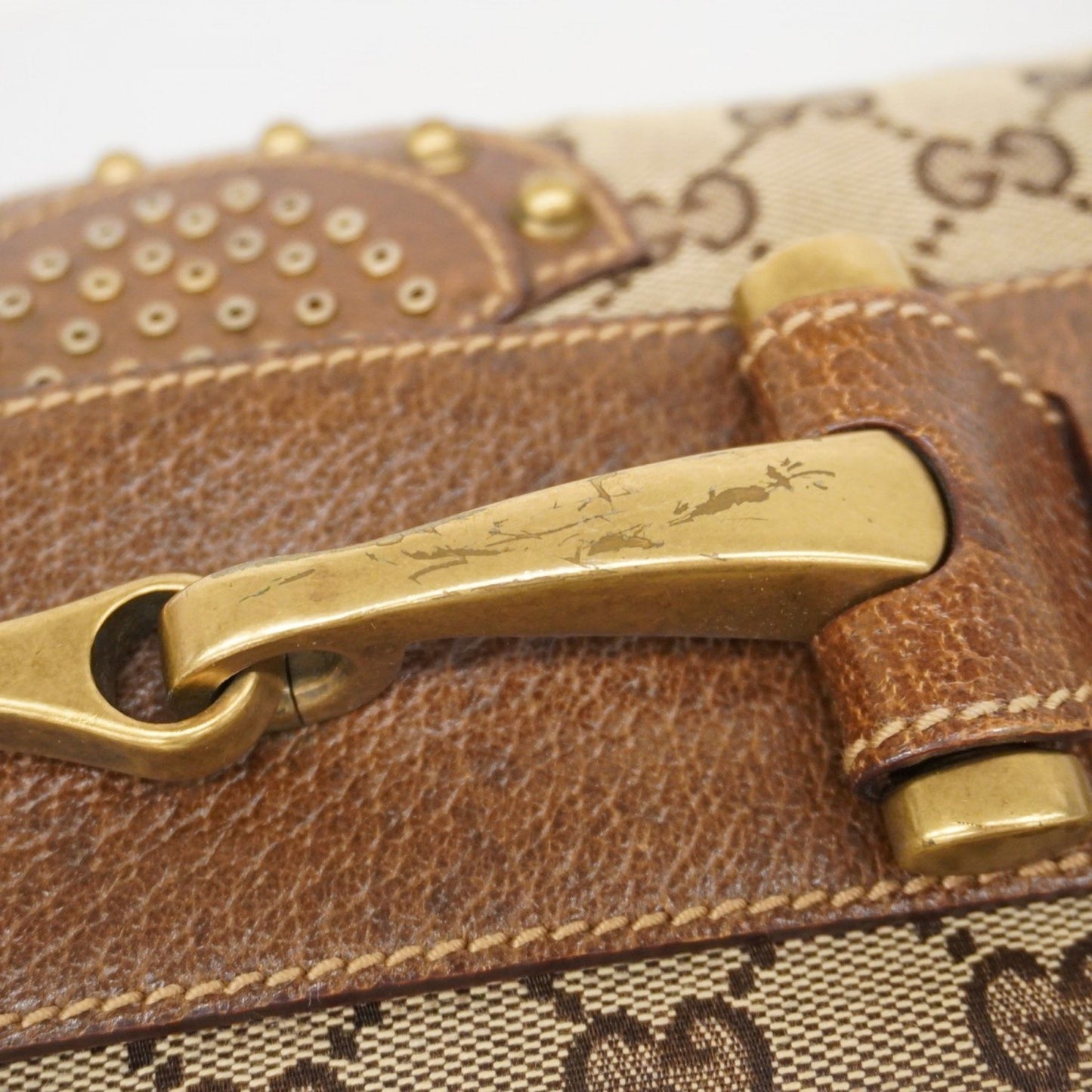 Gucci Gg Canvas Sherry Line Shoulder Bag 144010 Brown