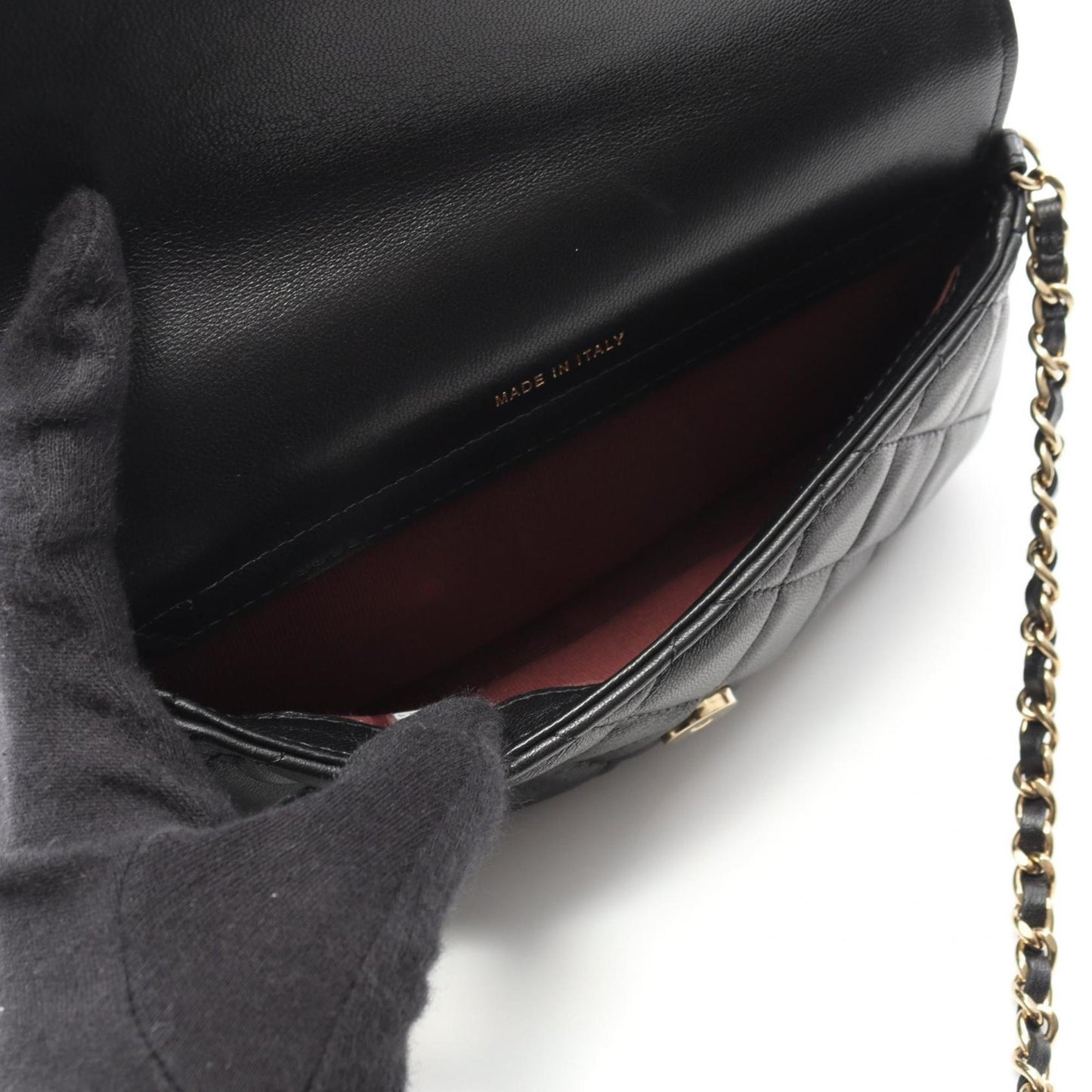 Chanel Matelasse Chain Phone Case Wallet Shoulder Bag In Lambskin Leather