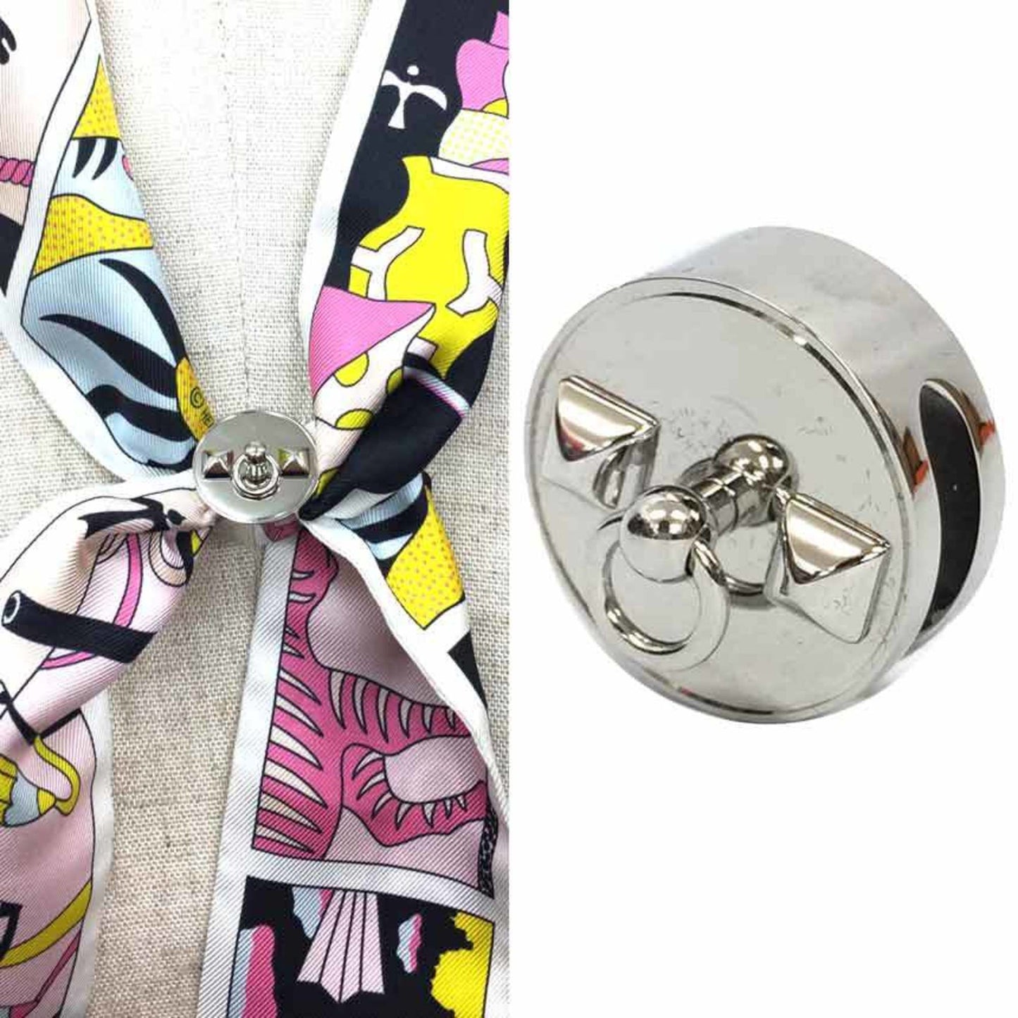 Hermes Twilly Collier De Chien Scarf Ring Silver Color Aq9868