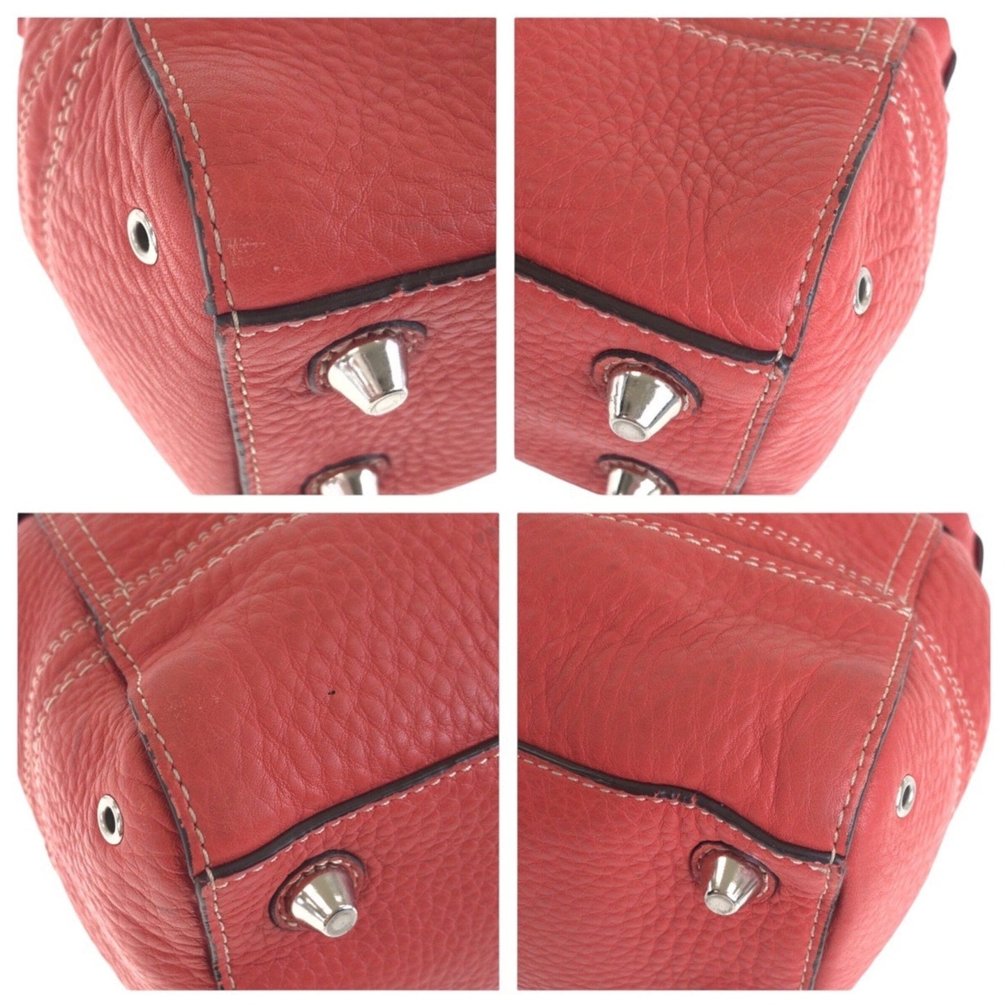 Coach Pink Silver Hardware Leather Tote Bag Shoulder