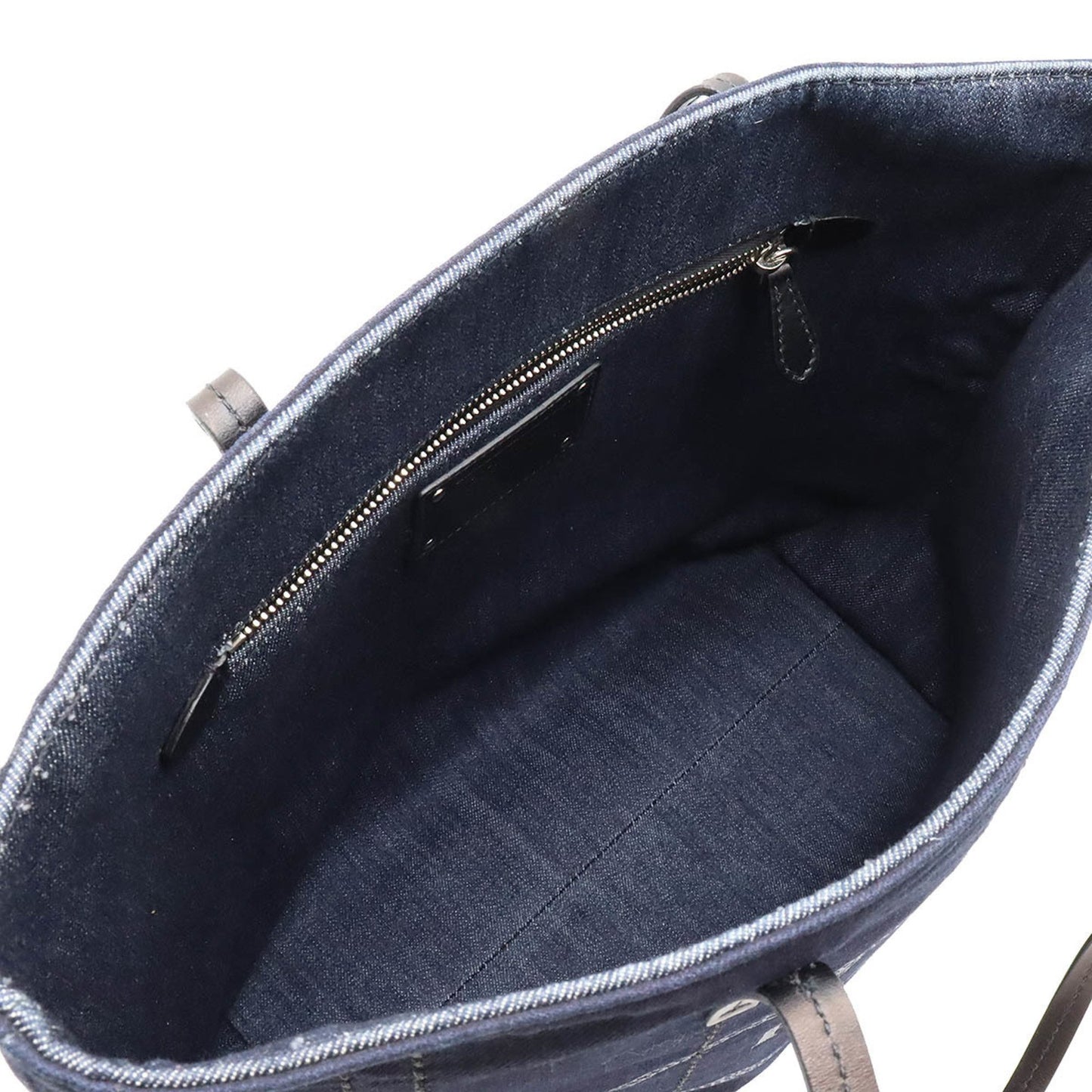 Prada Mistolino Vitello Tote Bag Shoulder Denim Leather Indigo Black 1Bg347